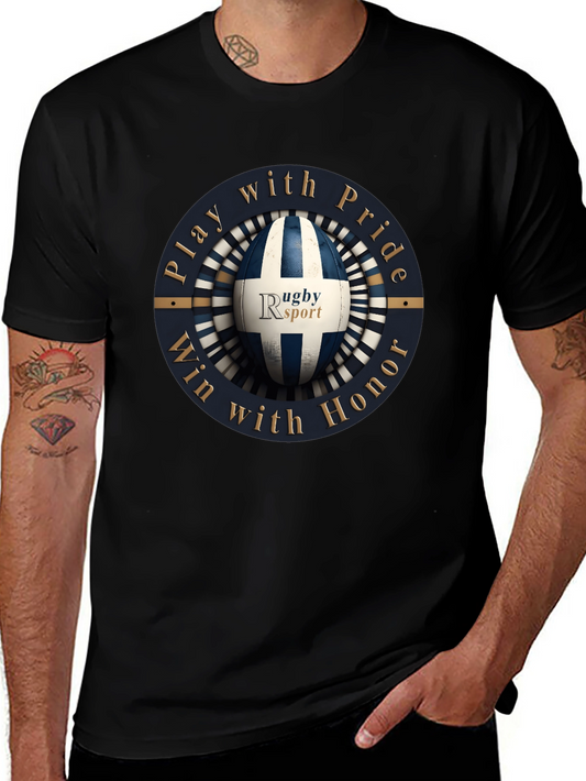 Rugby Sport Black Graphic T-Shirt