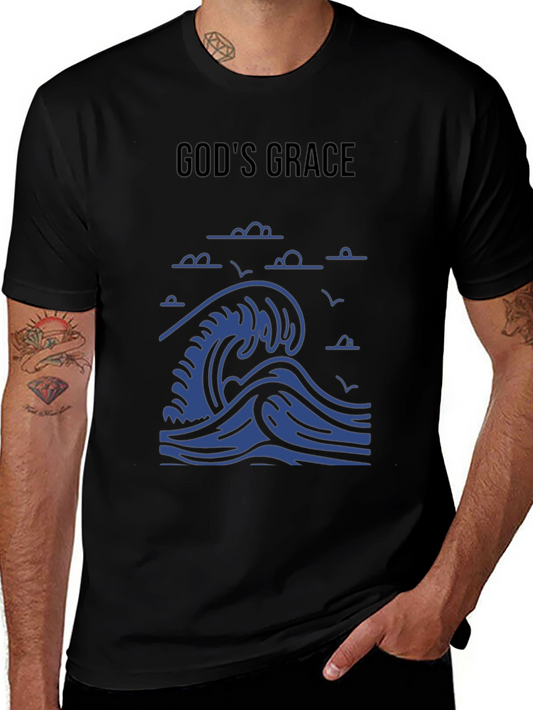 Gods Grace Wave T-Shirt - Black Graphic Tee