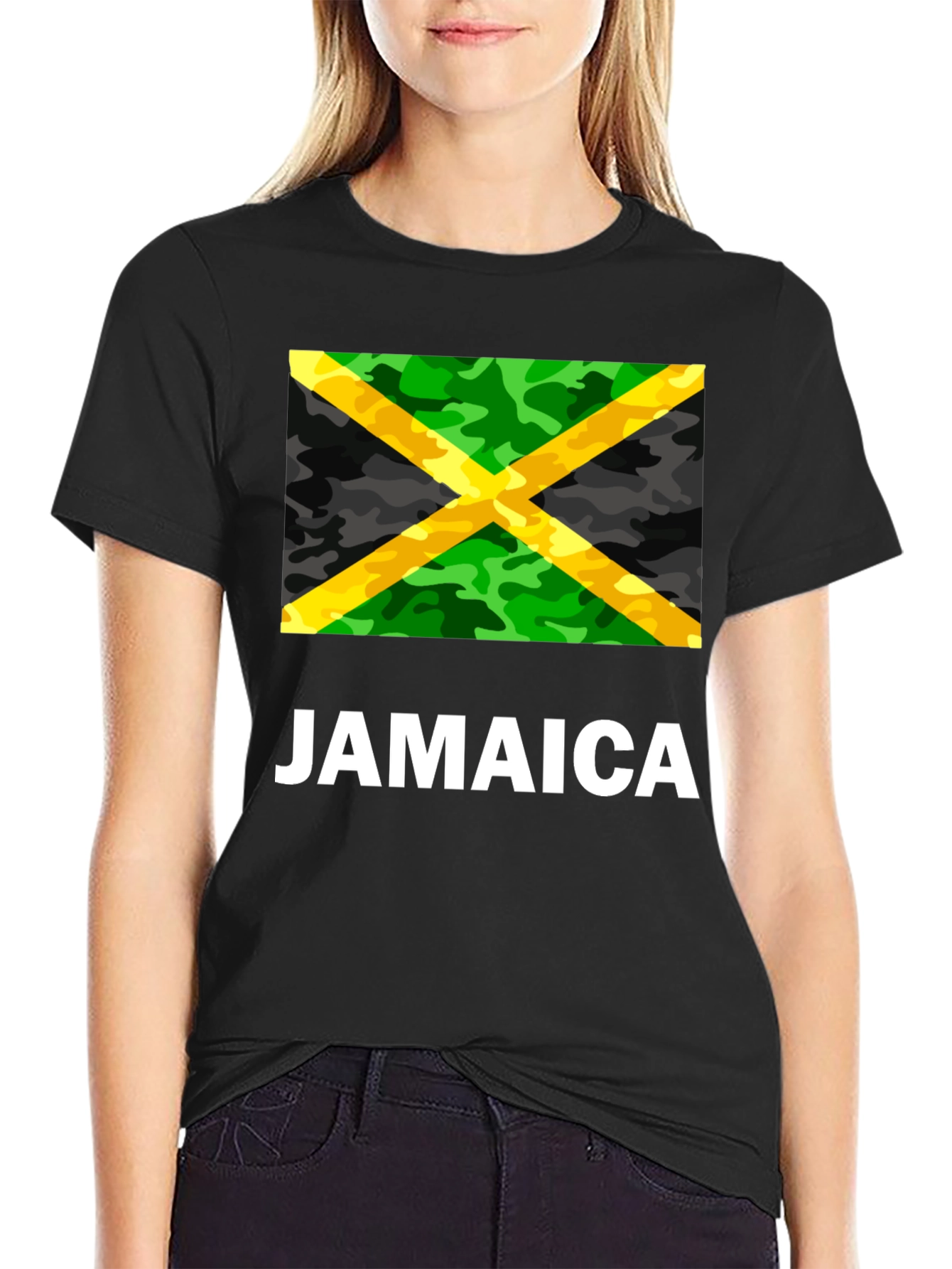 Jamaica Flag Camo Print T-Shirt