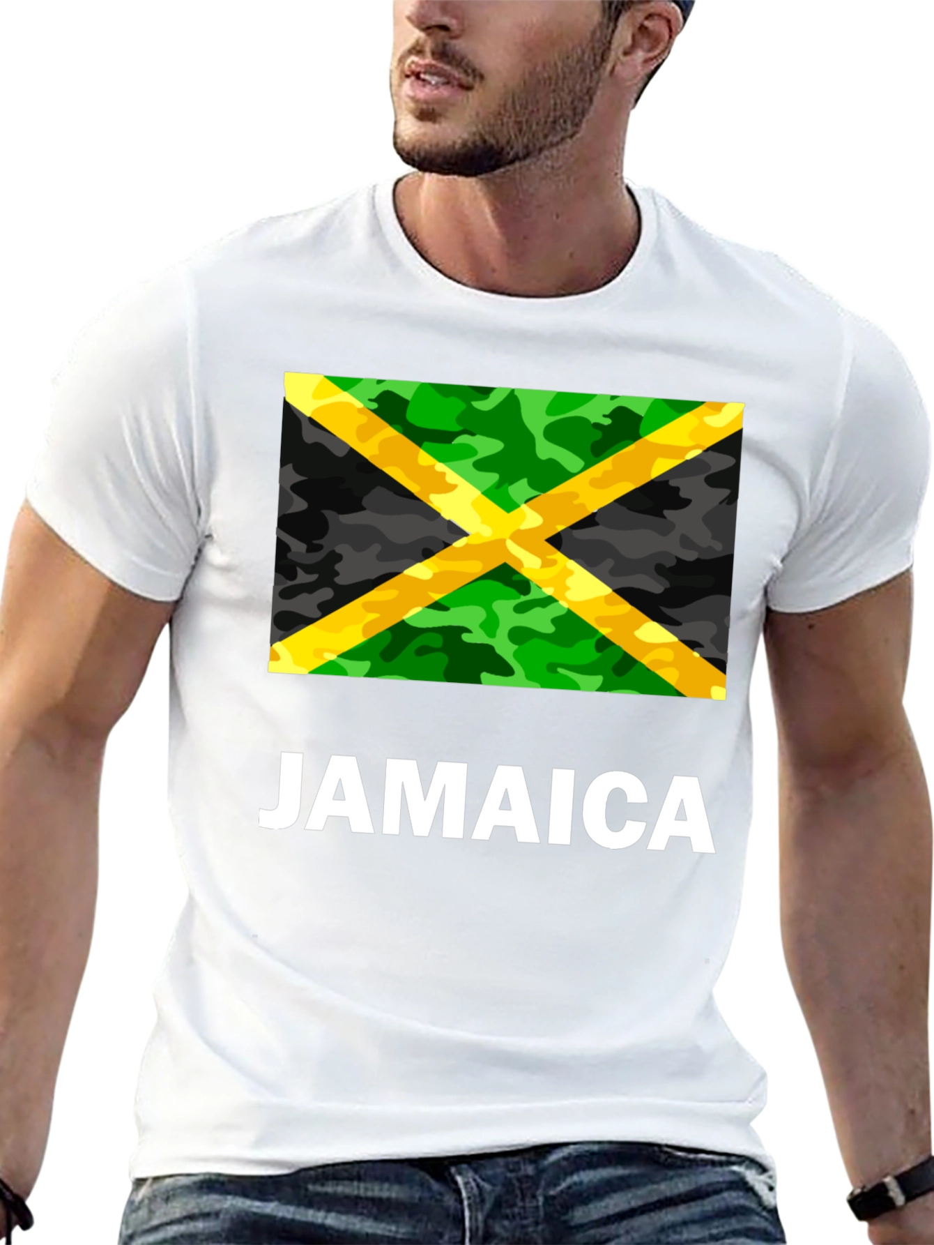 Jamaica Flag Camo Print T-Shirt