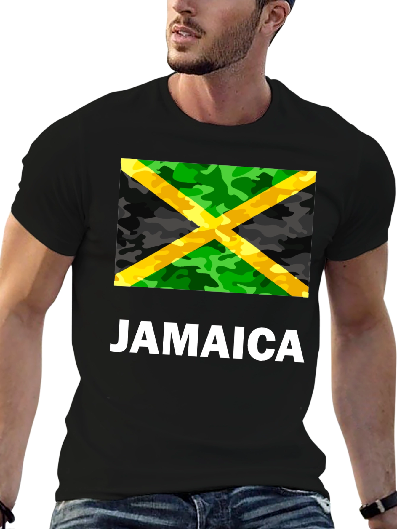 Jamaica Flag Camo Print T-Shirt