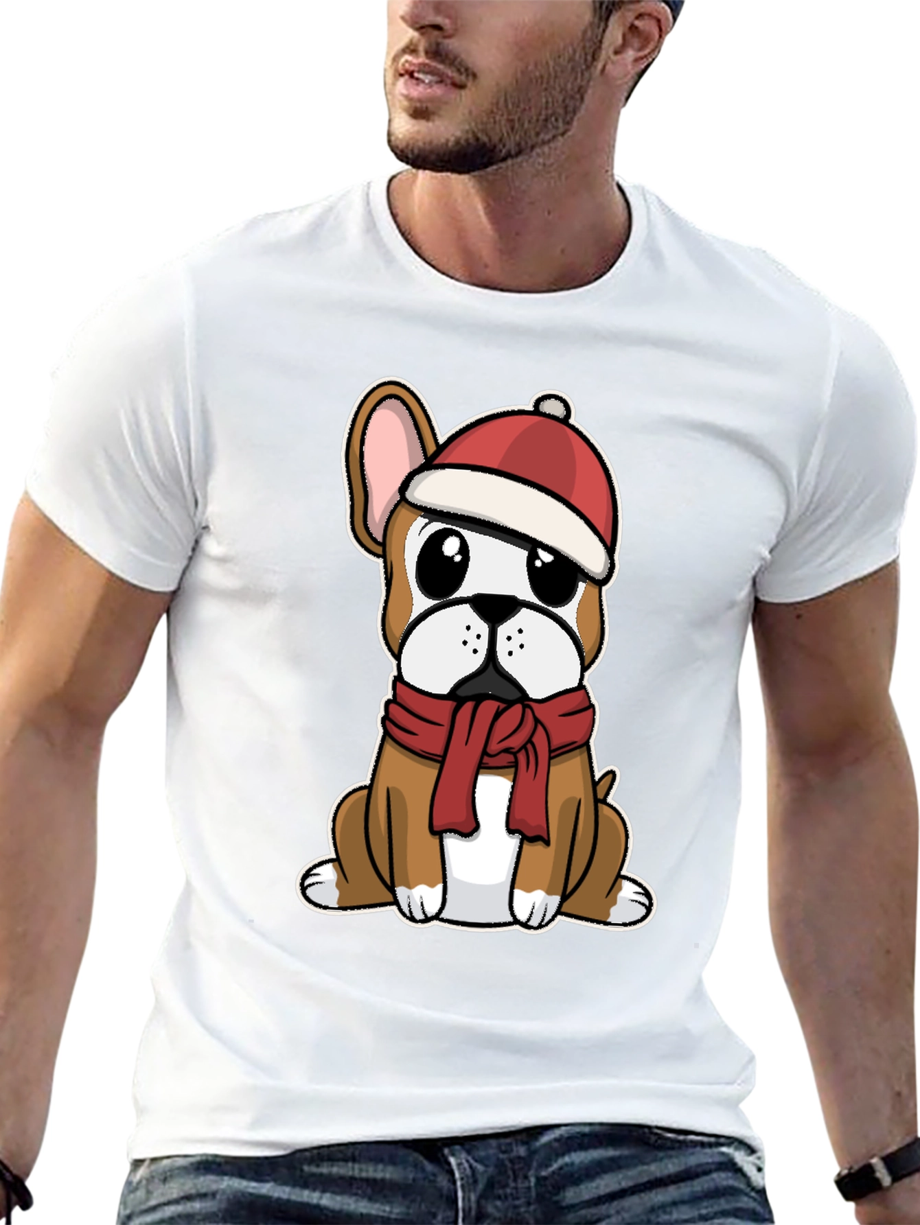 Festive Frenchie T-Shirt: Christmas Dog Design