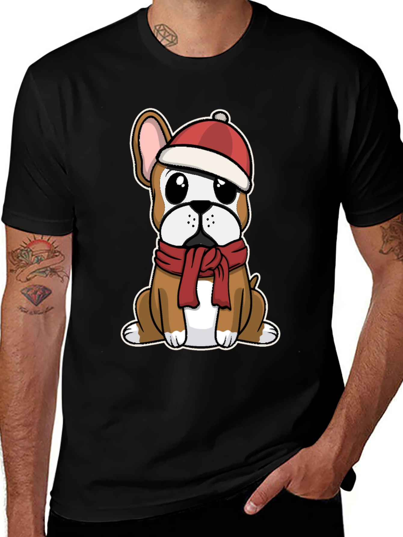 Festive Frenchie T-Shirt: Christmas Dog Design