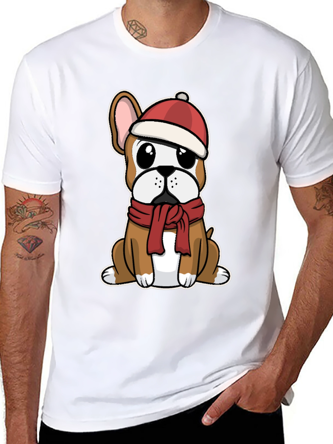 Festive Frenchie T-Shirt: Christmas Dog Design