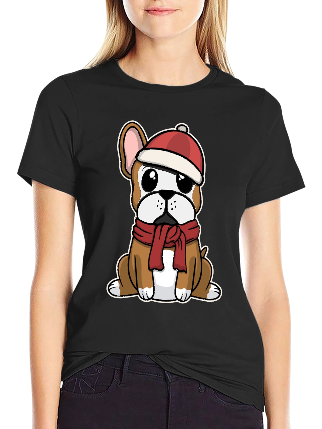 Festive Frenchie T-Shirt: Christmas Dog Design
