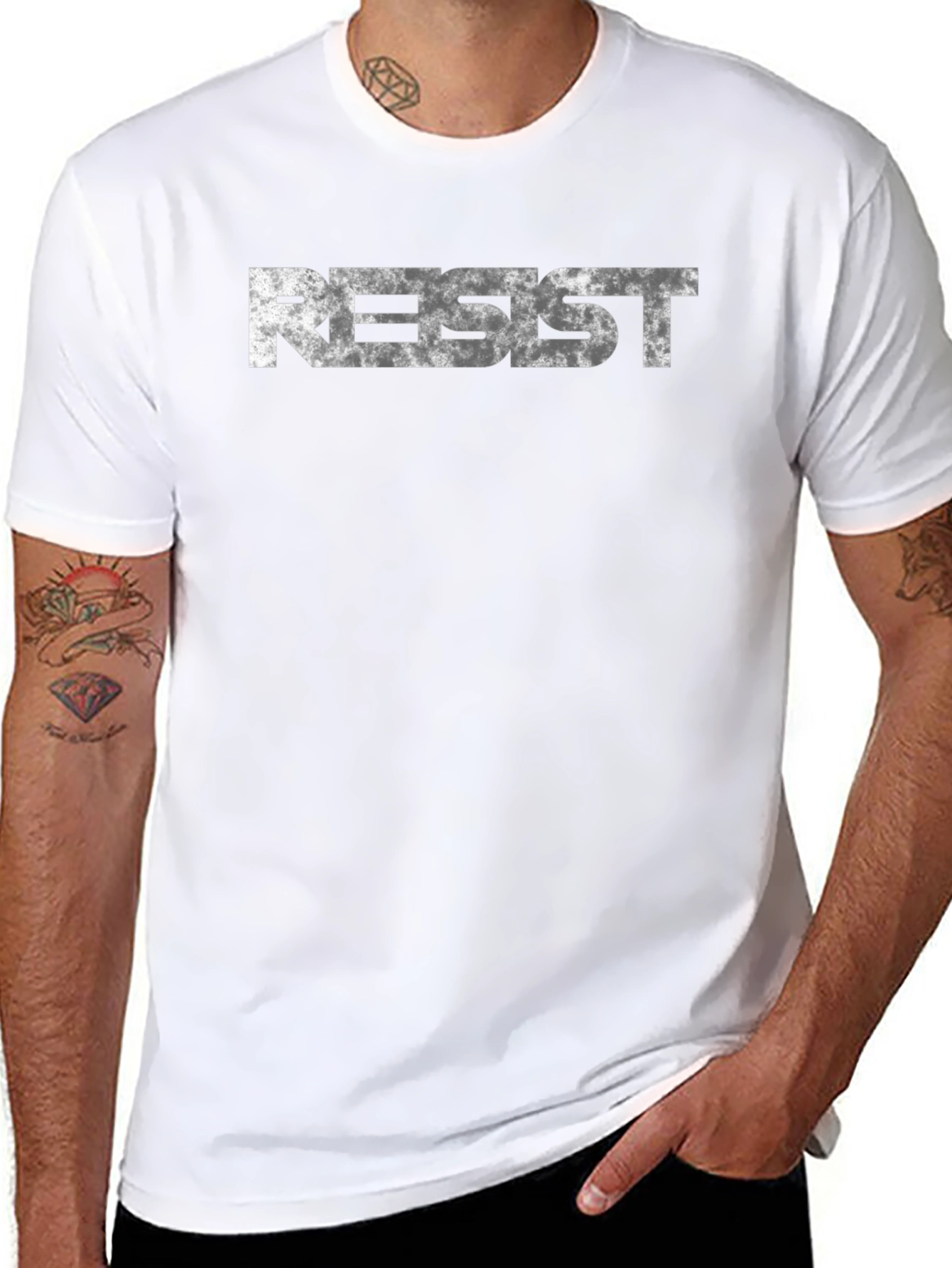 Resist Graphic Print Black T-Shirt