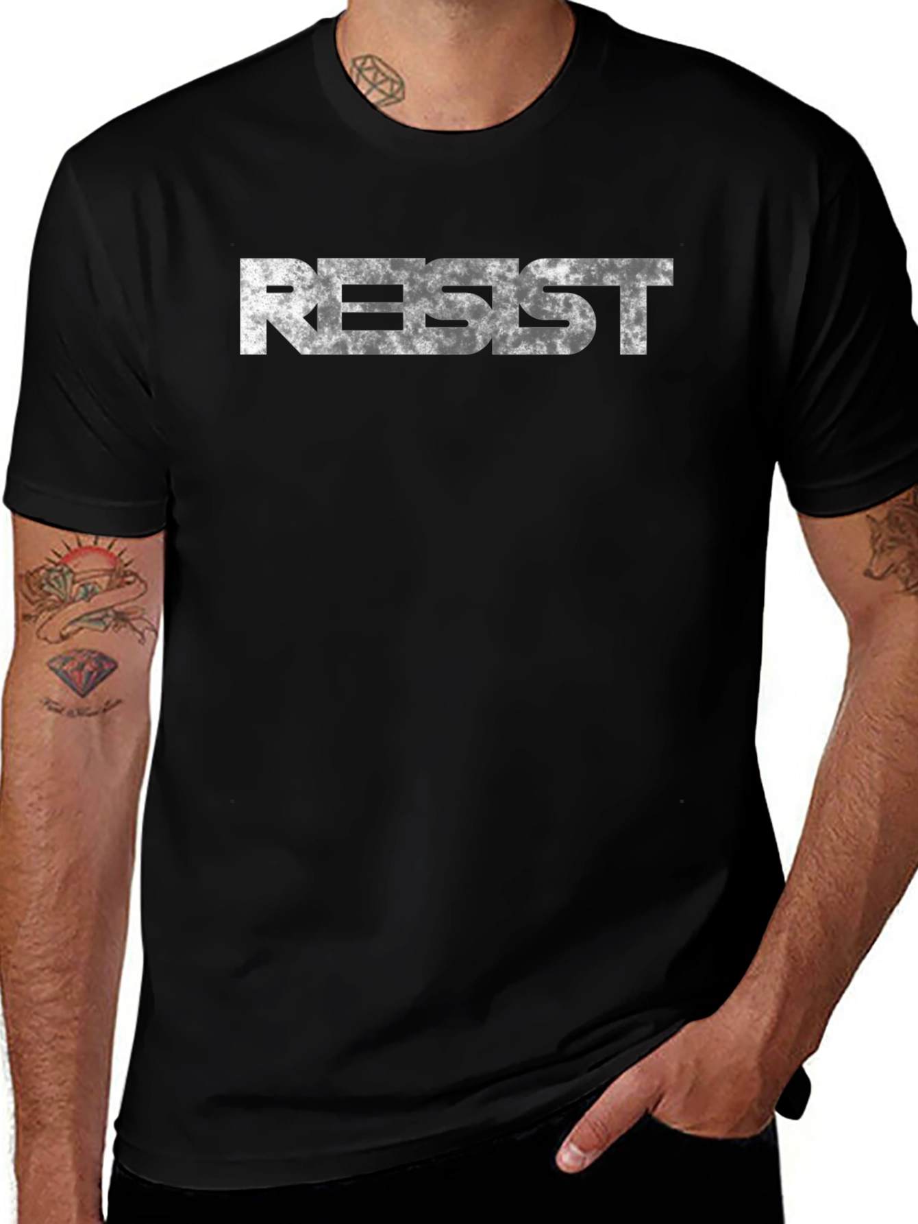 Resist Graphic Print Black T-Shirt