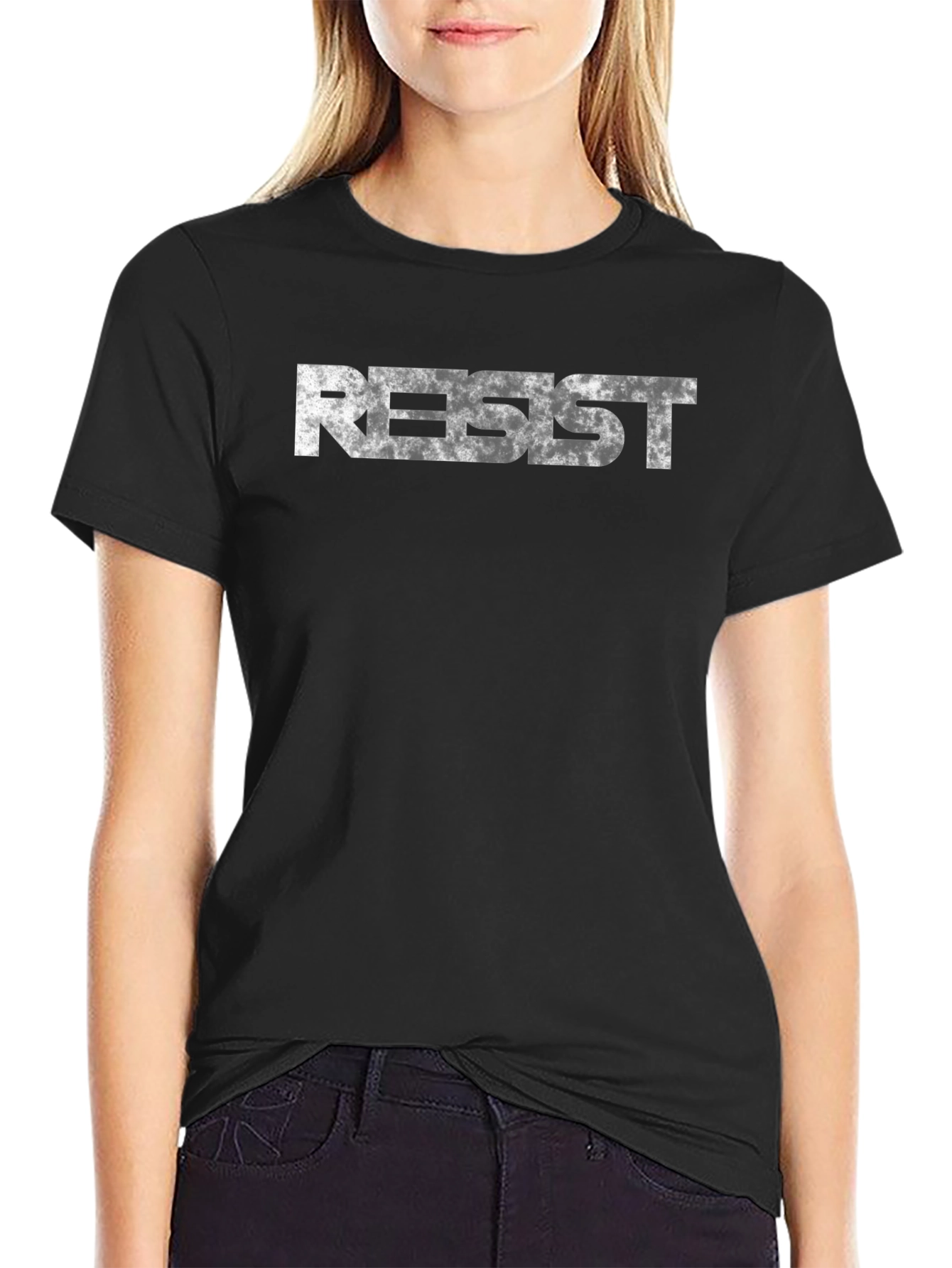 Resist Graphic Print Black T-Shirt