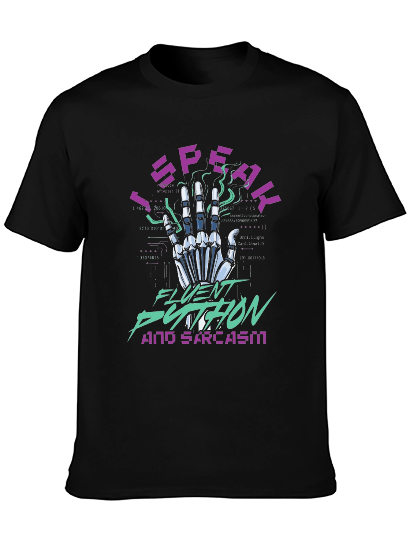 I Speak Fluent Python & Sarcasm Black T-Shirt