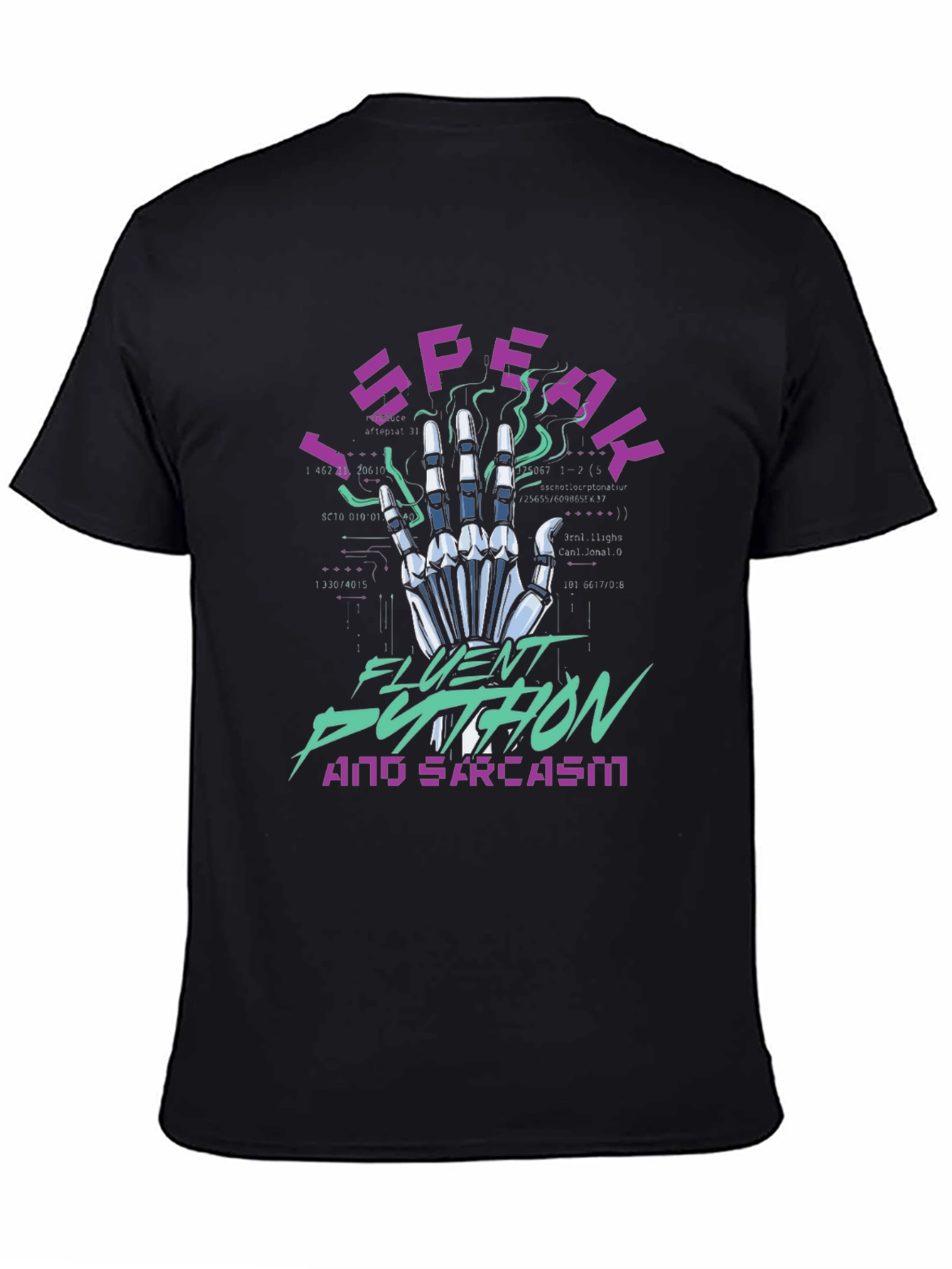 I Speak Fluent Python & Sarcasm Black T-Shirt