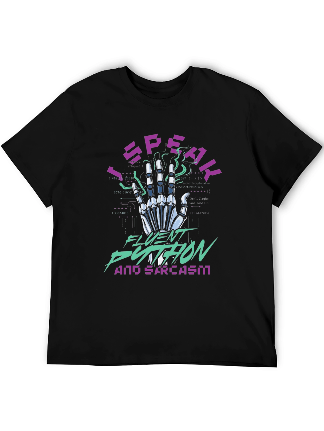 I Speak Fluent Python & Sarcasm Black T-Shirt