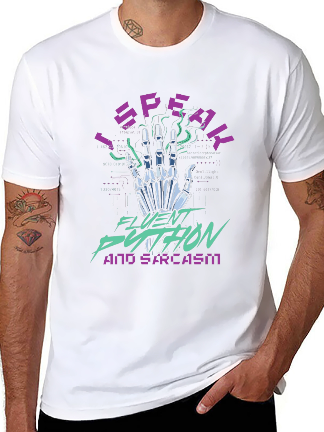 I Speak Fluent Python & Sarcasm Black T-Shirt