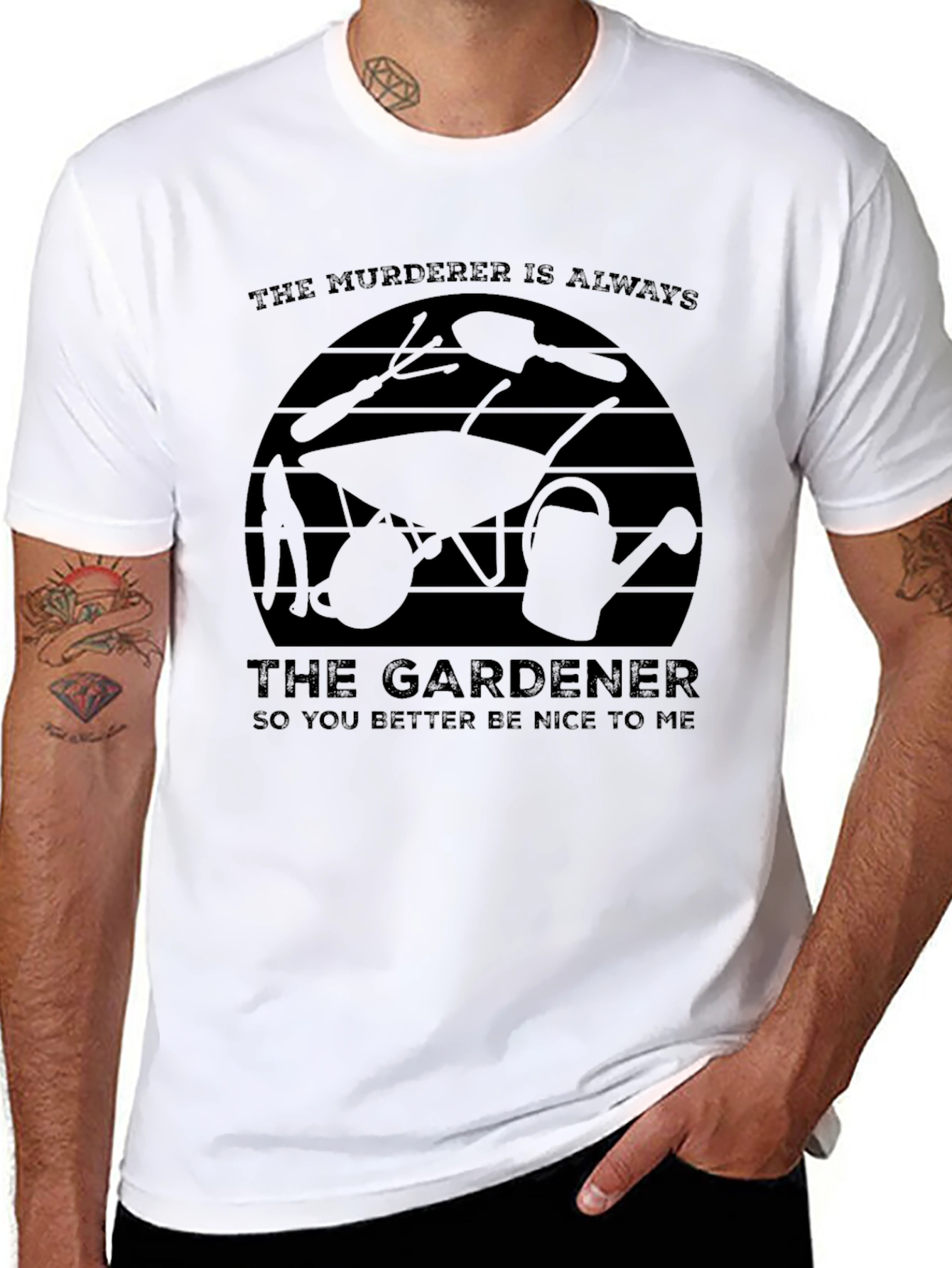 The Murderer is Always The Gardener Black Tee