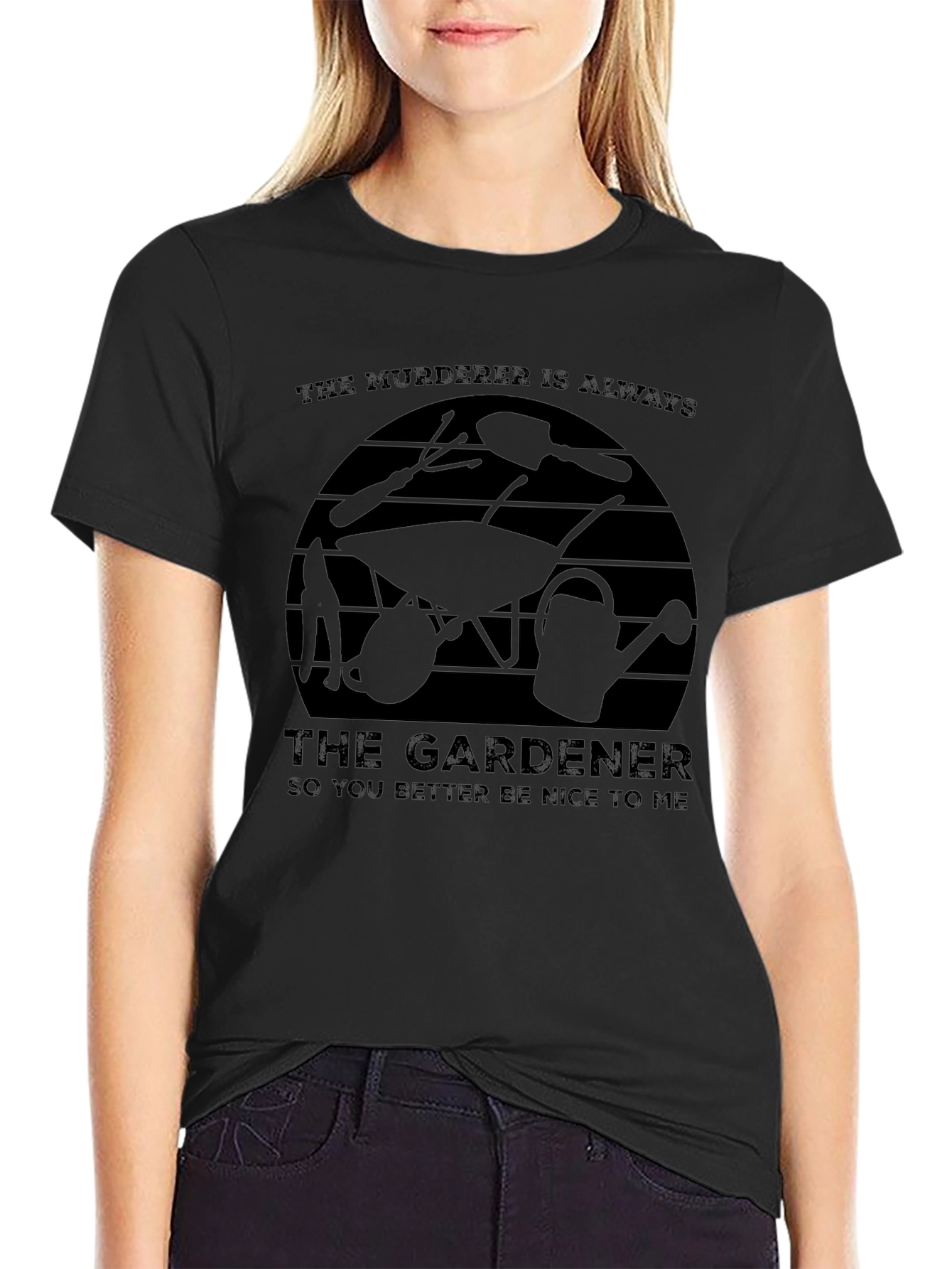 The Murderer is Always The Gardener Black Tee