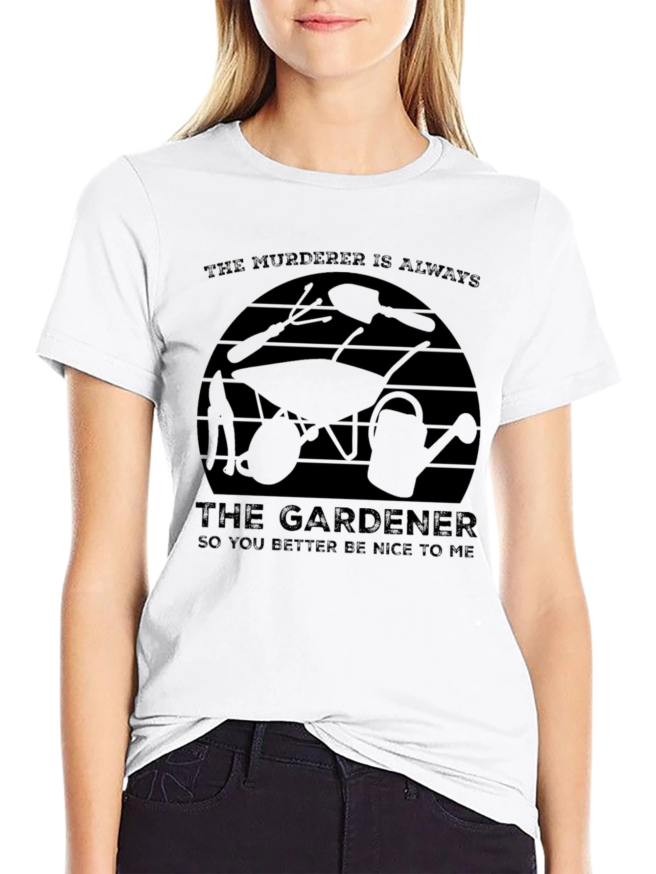The Murderer is Always The Gardener Black Tee