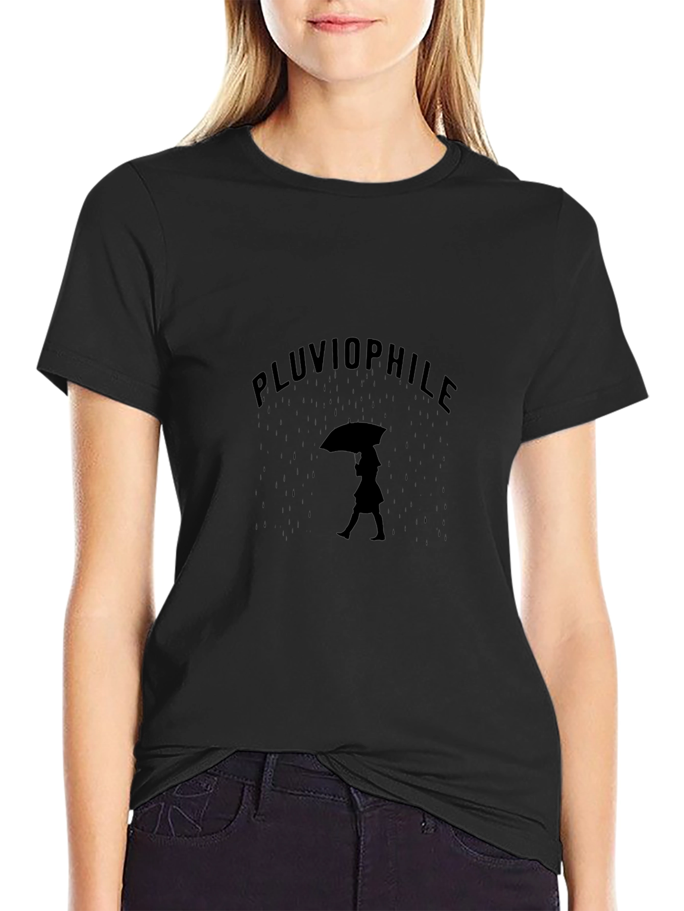 Pluviophile Black Graphic Tee - Rain Lover T-Shirt