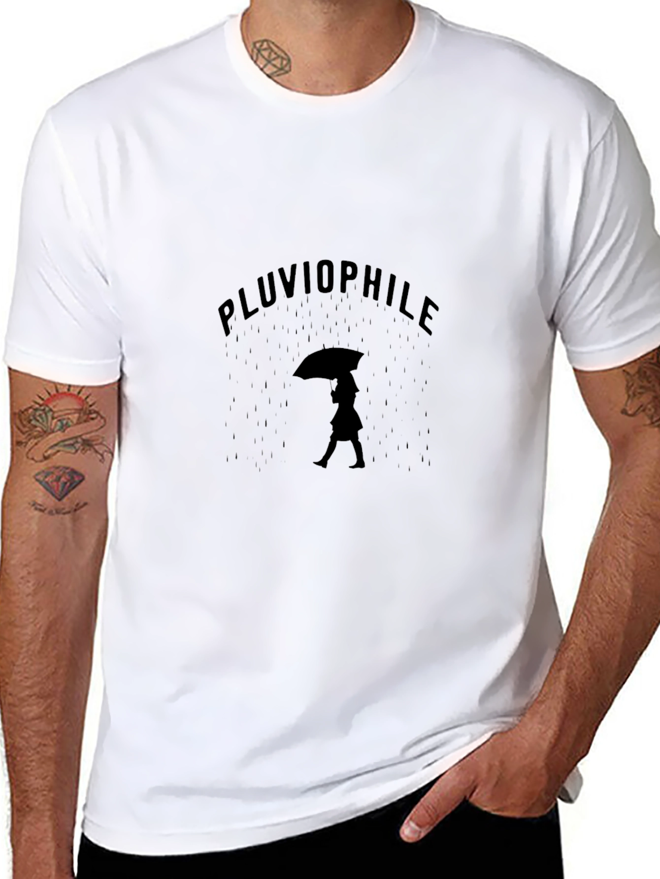 Pluviophile Black Graphic Tee - Rain Lover T-Shirt