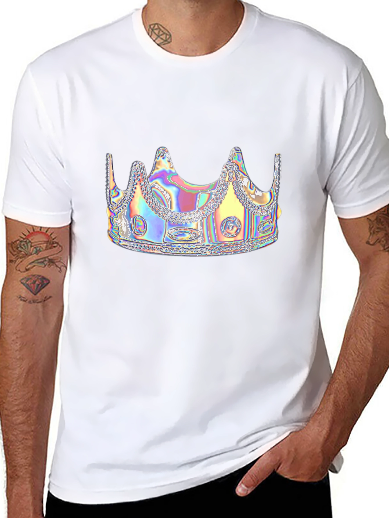Holographic Crown Graphic Black T-Shirt