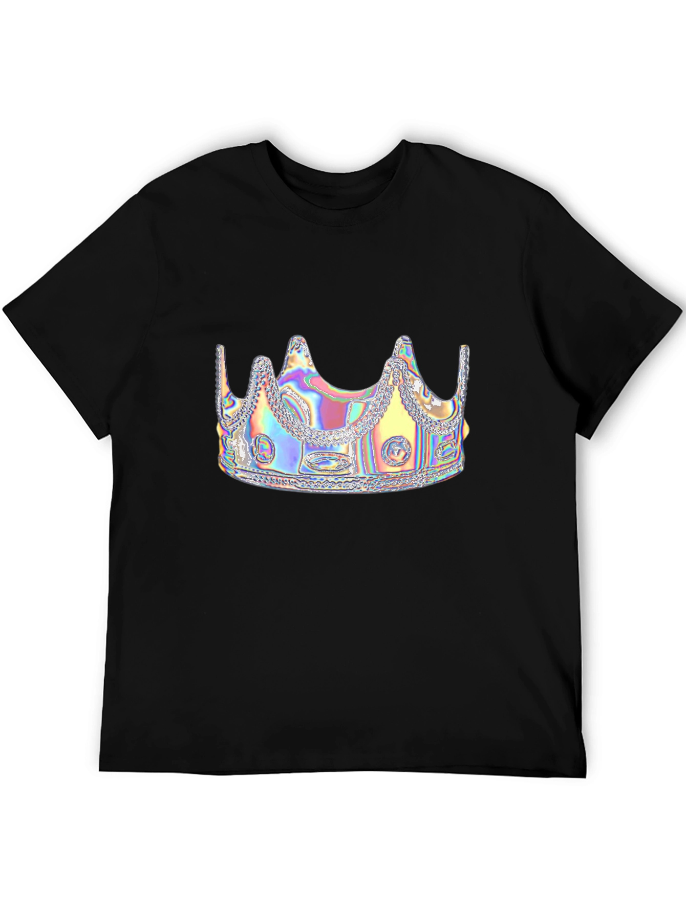 Holographic Crown Graphic Black T-Shirt