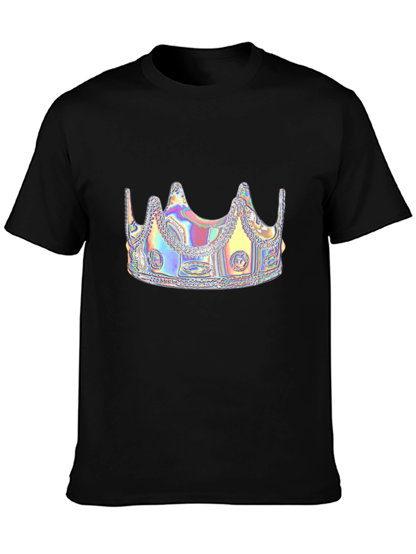 Holographic Crown Graphic Black T-Shirt