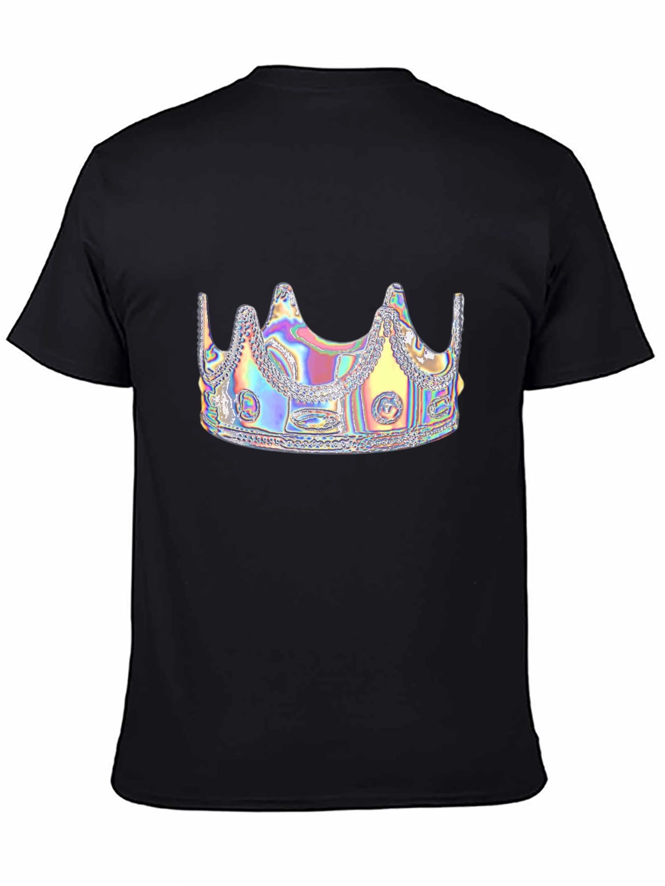 Holographic Crown Graphic Black T-Shirt