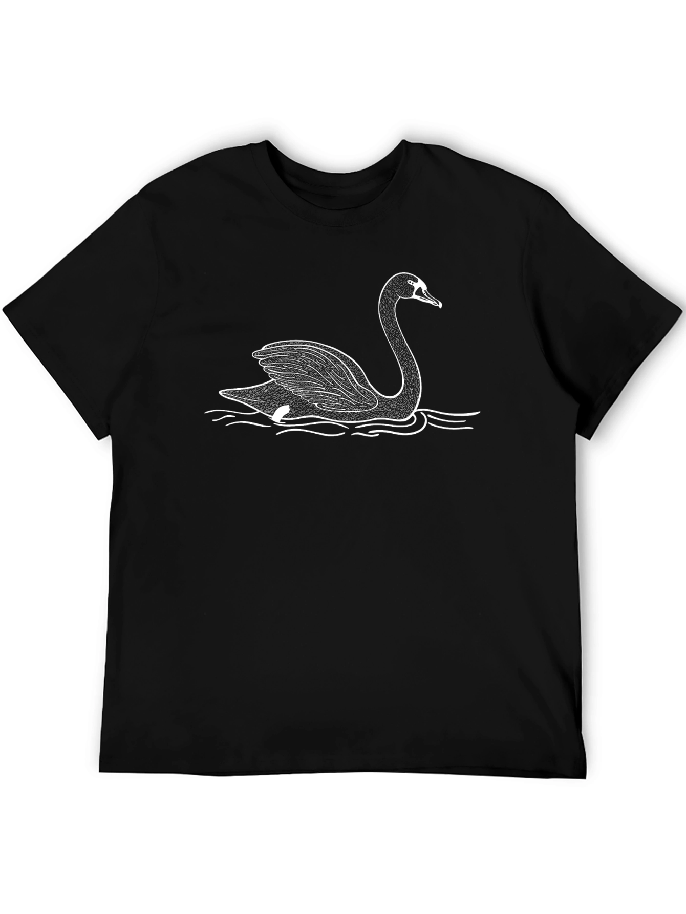 Black T-Shirt with White Swan Graphic