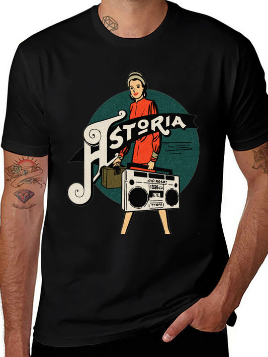 Retro Astoria T-Shirt - Vintage Boombox Design