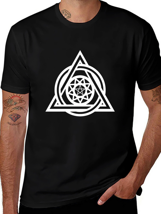 Geometric Triangle Graphic Tee - Stylish Black T-Shirt