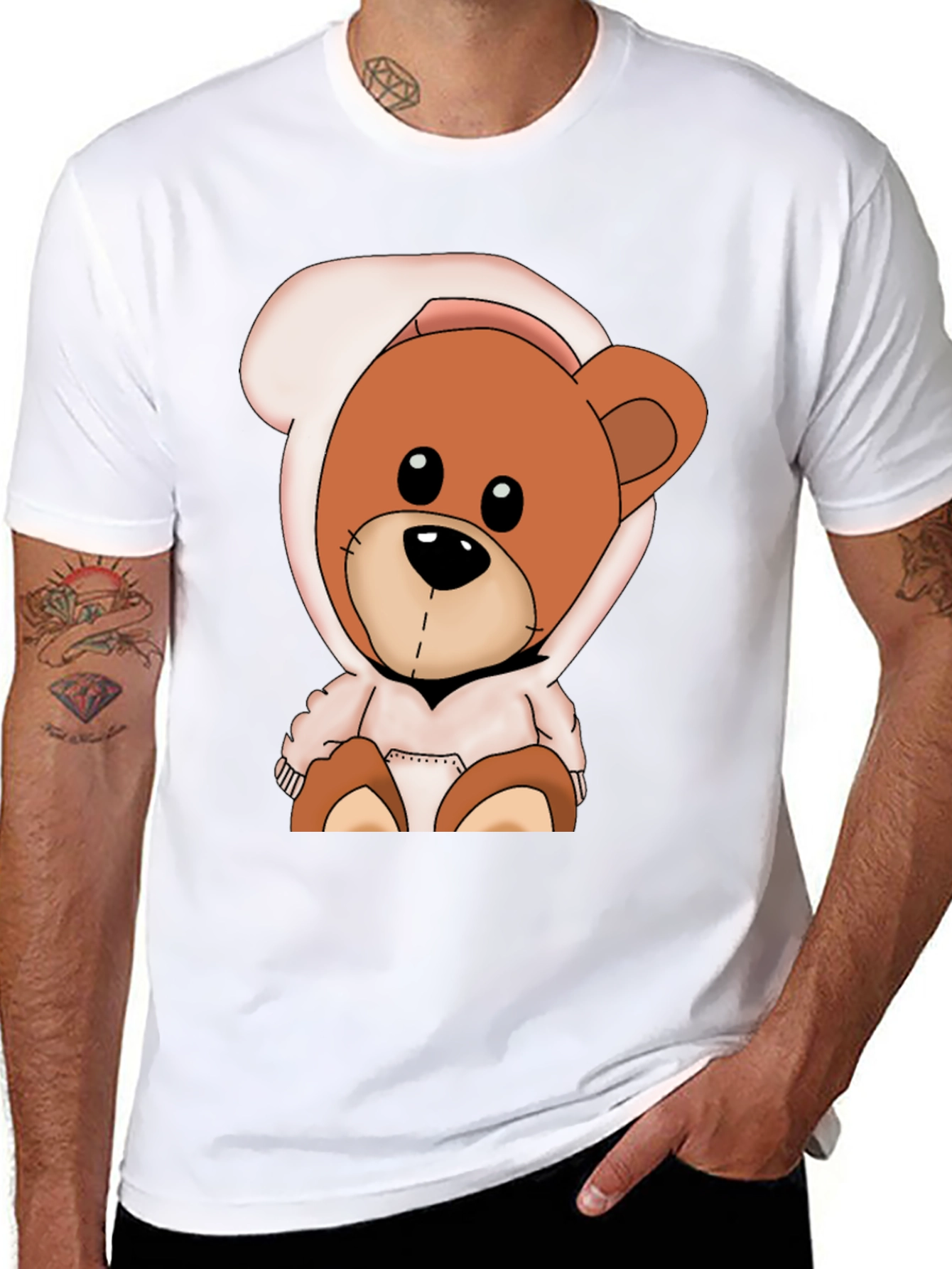 Teddy Bear Hoodie Graphic T-Shirt