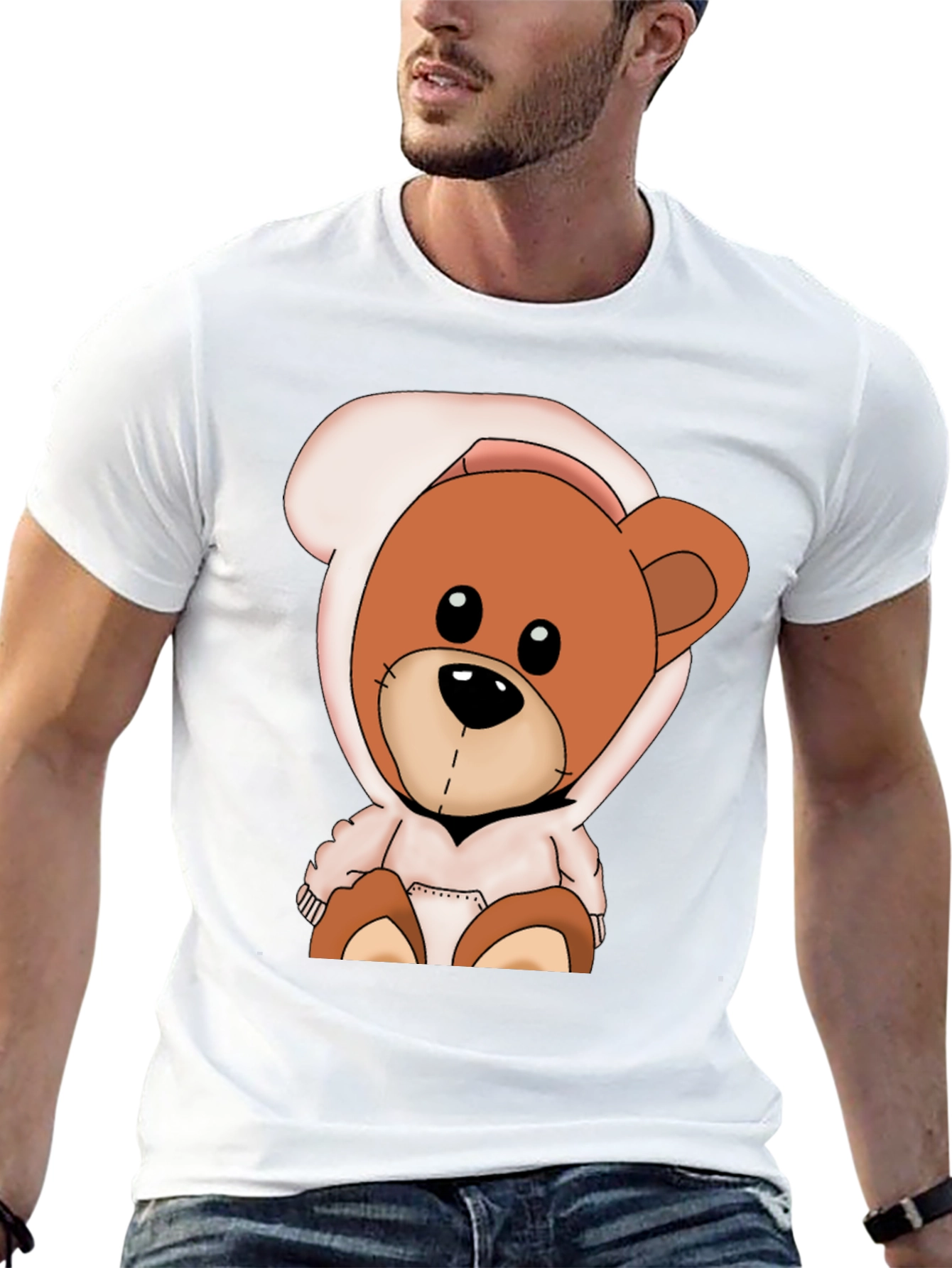 Teddy Bear Hoodie Graphic T-Shirt