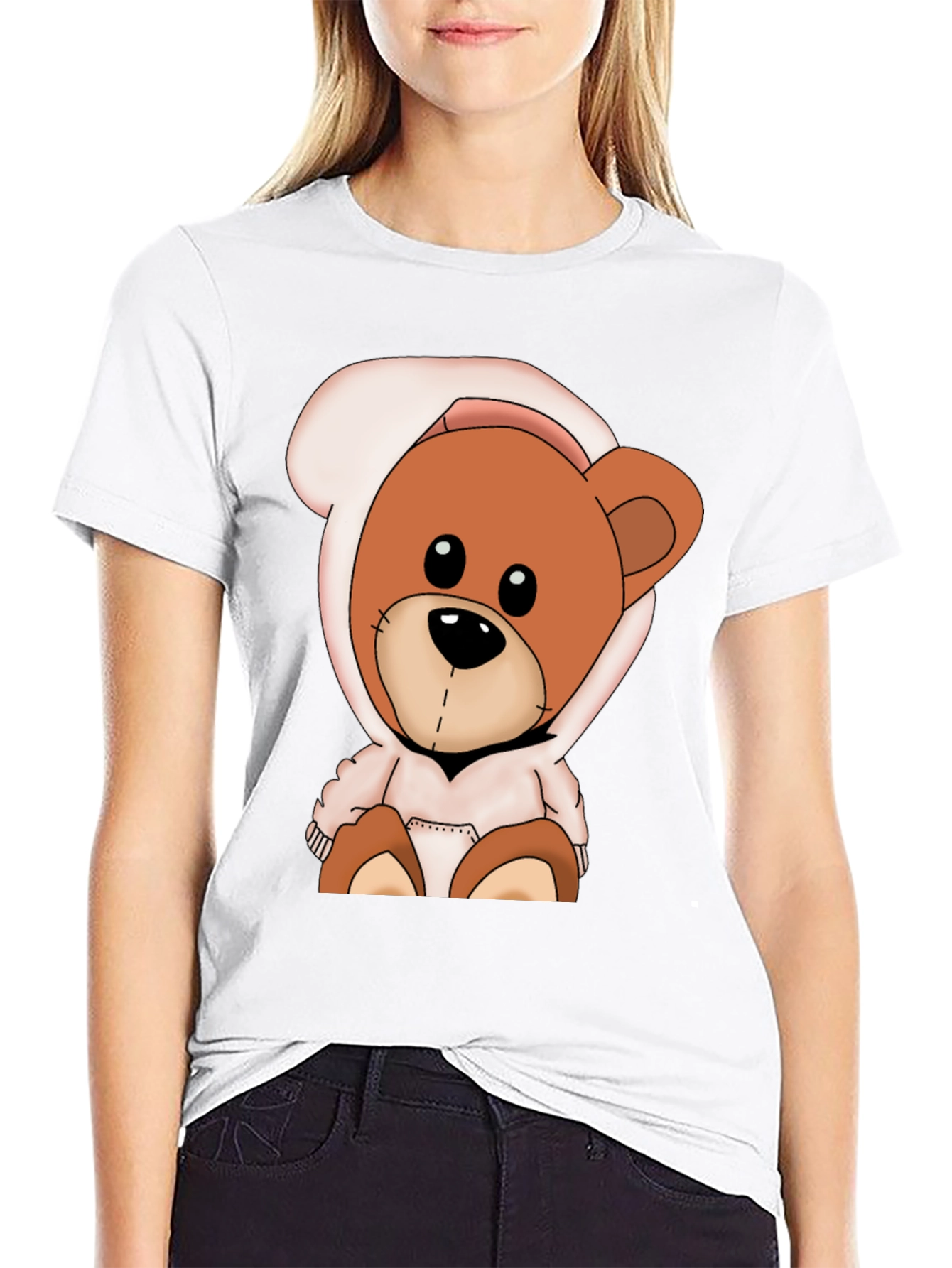 Teddy Bear Hoodie Graphic T-Shirt