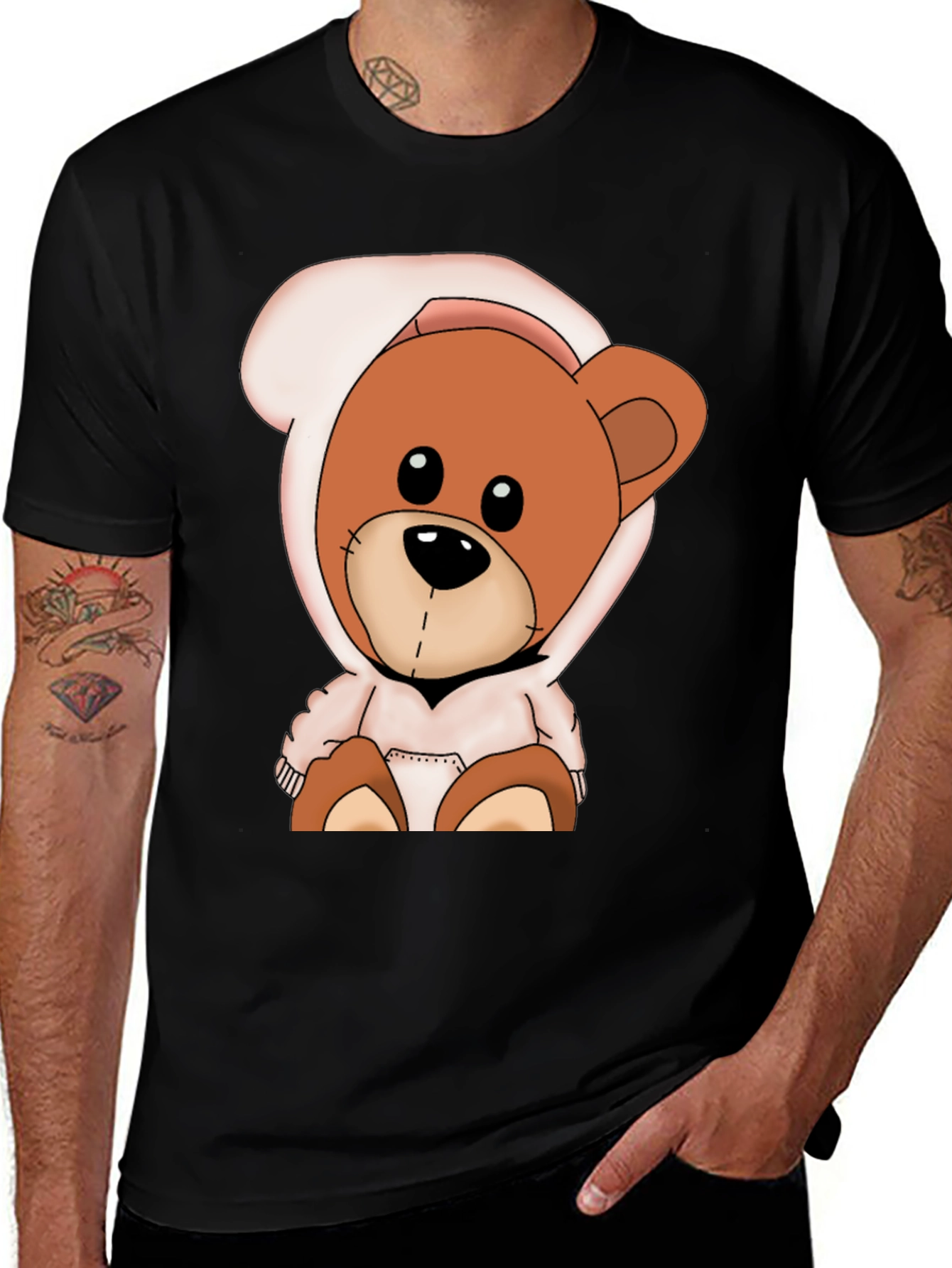 Teddy Bear Hoodie Graphic T-Shirt
