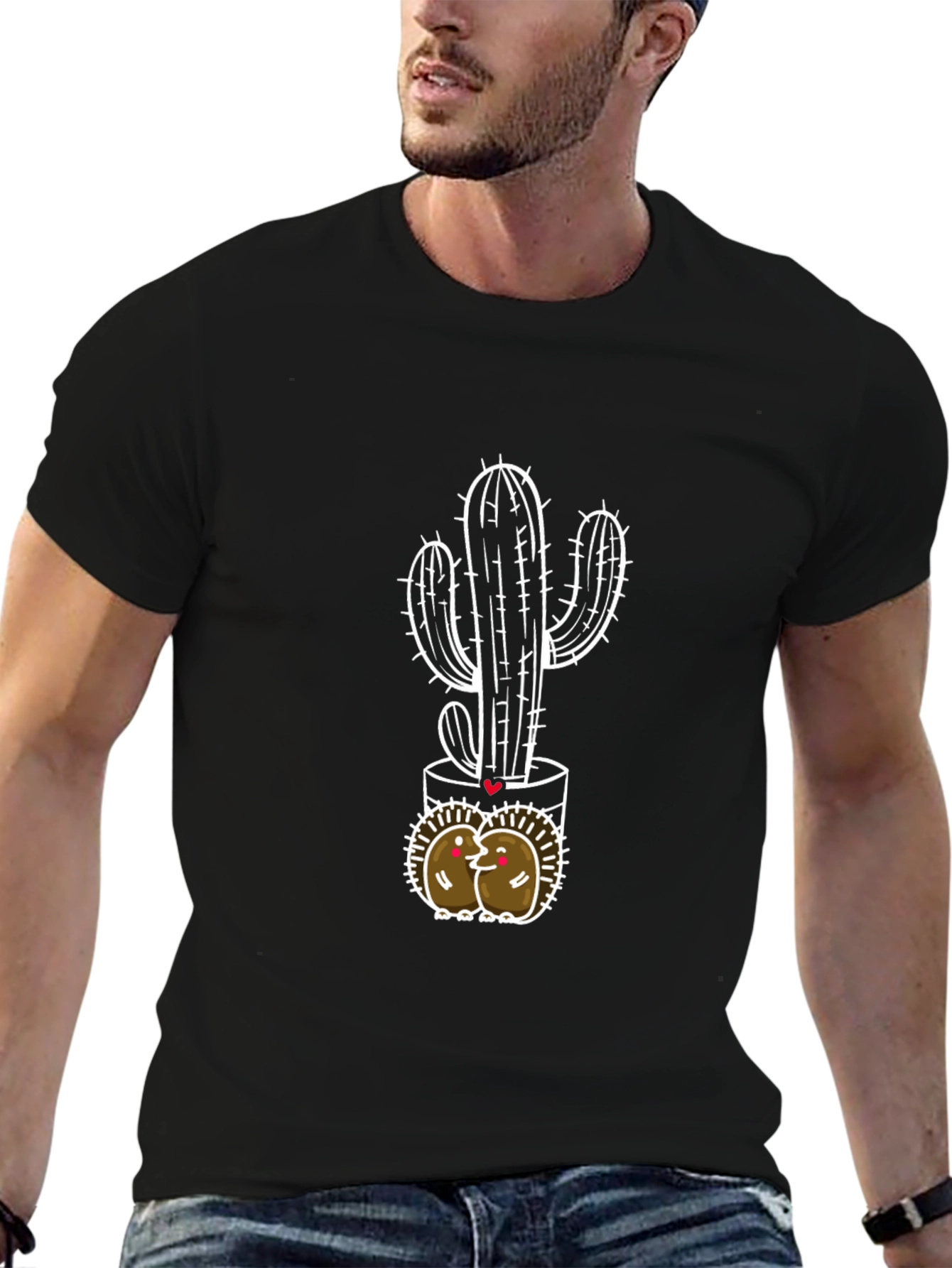 Cactus Love T-Shirt - Black Cotton Blend Tee