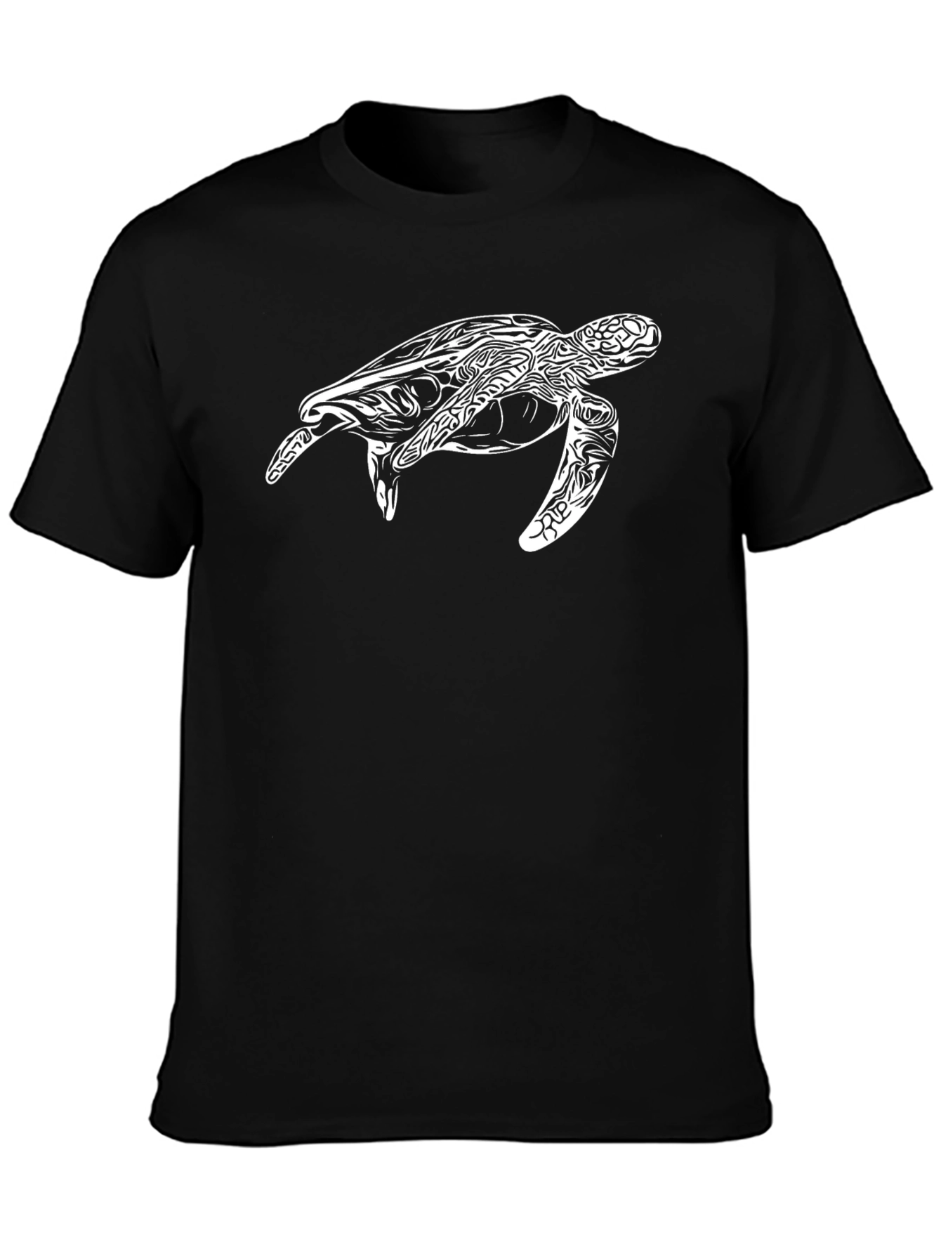 Black T-Shirt with White Turtle Design