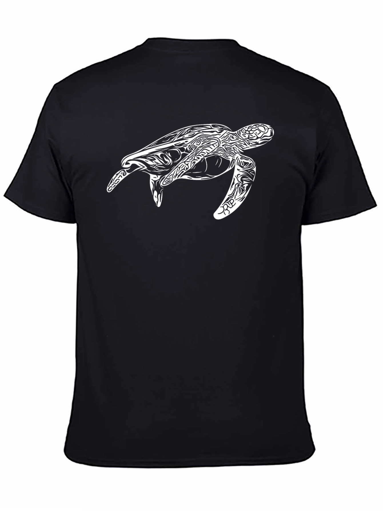 Black T-Shirt with White Turtle Design