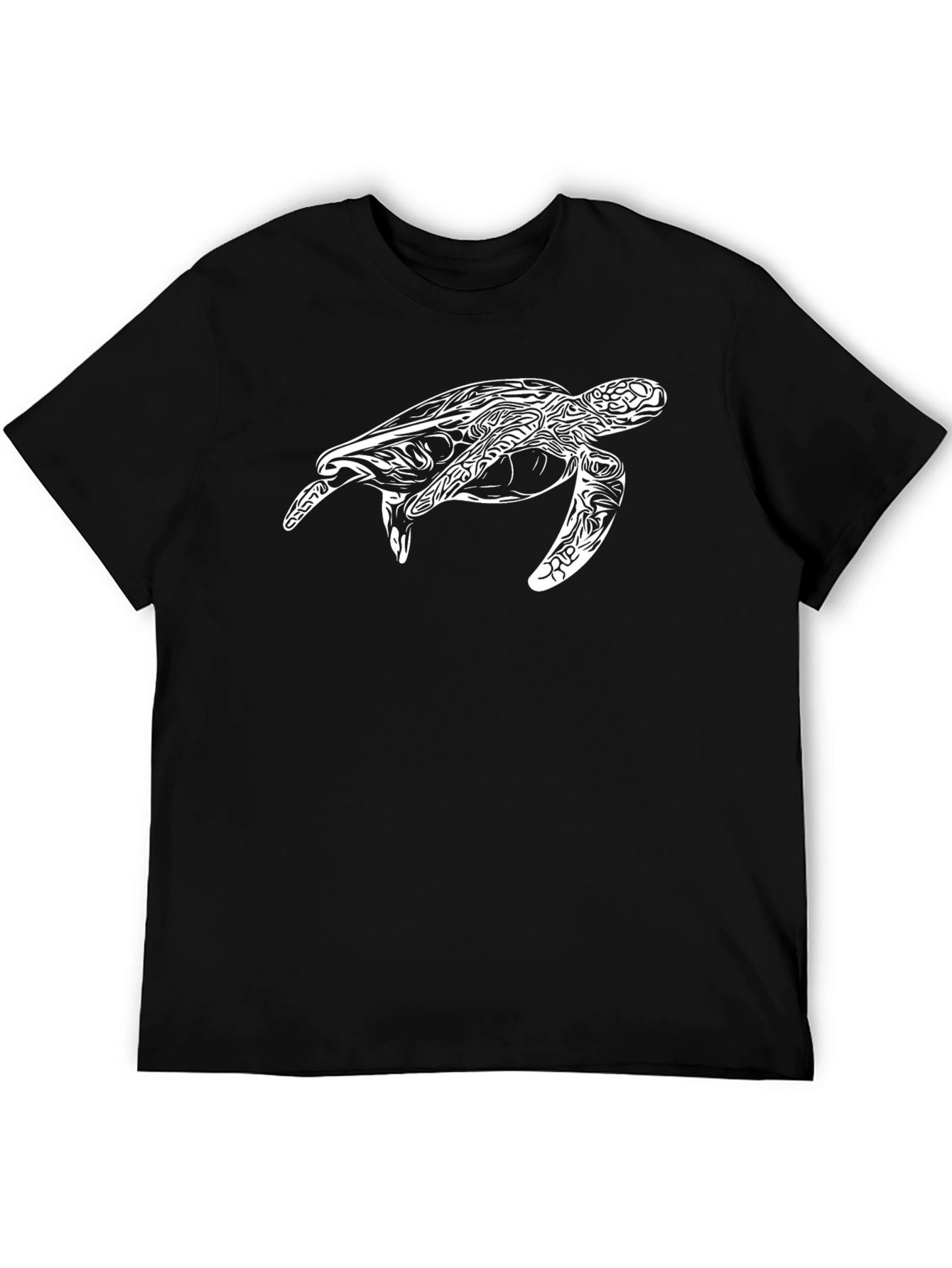 Black T-Shirt with White Turtle Design