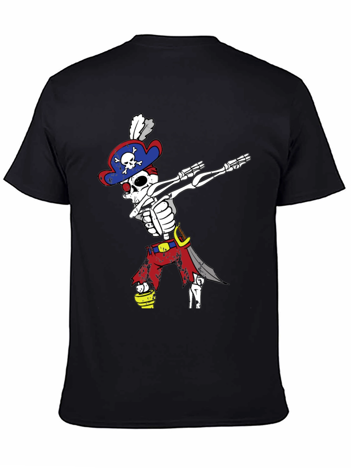 Dabbing Pirate Skeleton T-Shirt - Mens Black Tee