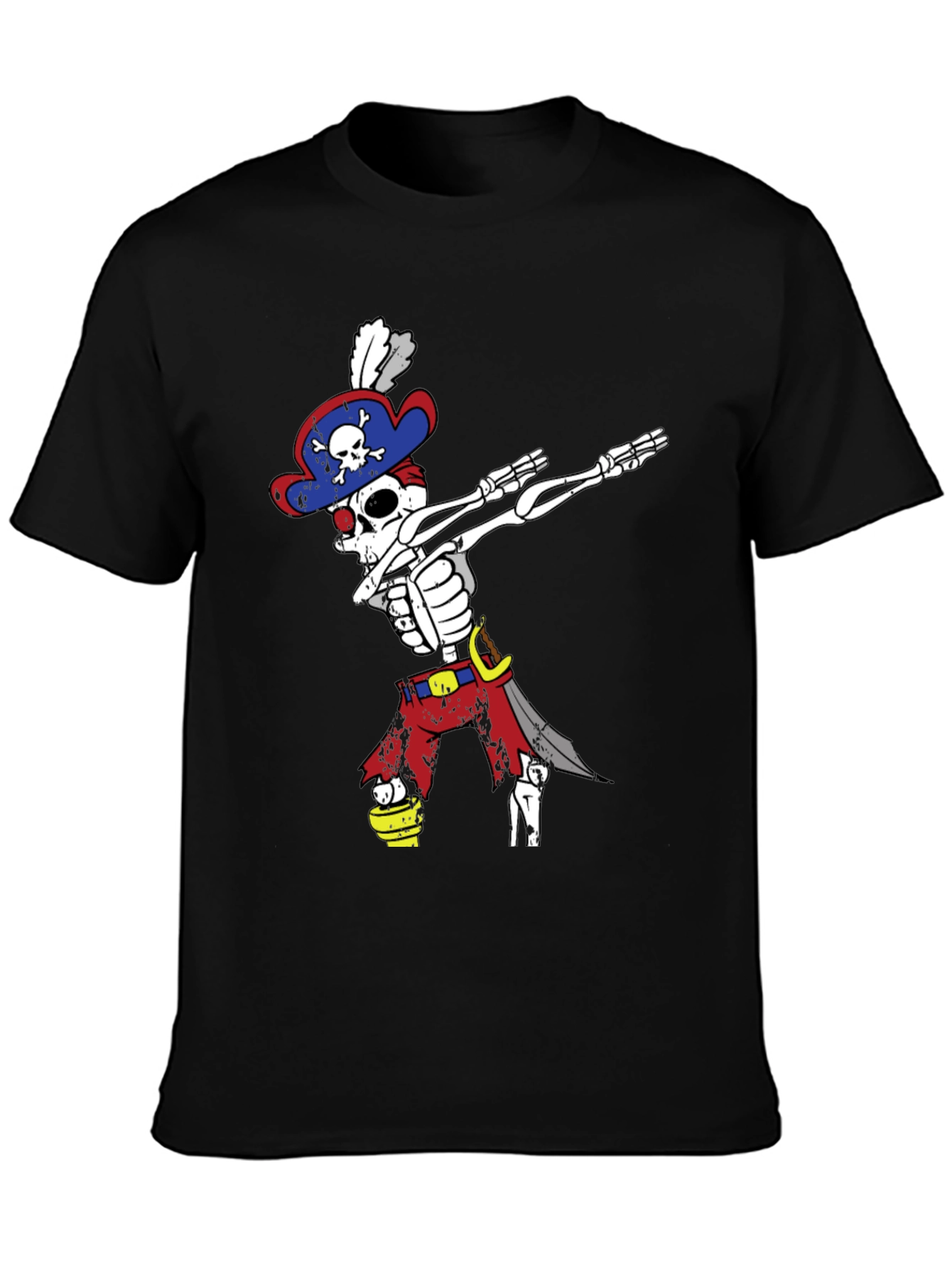 Dabbing Pirate Skeleton T-Shirt - Mens Black Tee