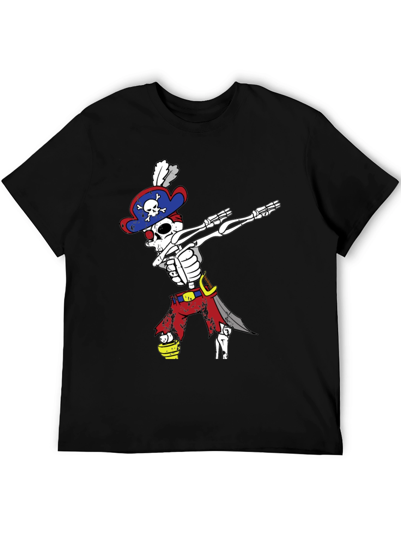 Dabbing Pirate Skeleton T-Shirt - Mens Black Tee