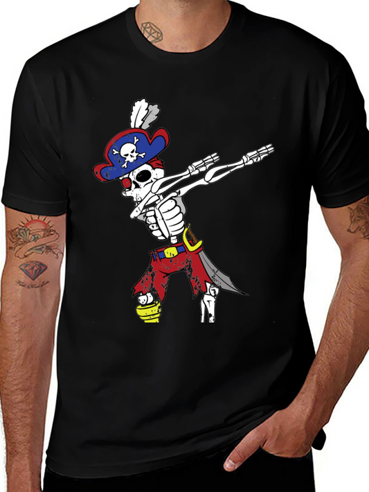 Dabbing Pirate Skeleton T-Shirt - Mens Black Tee