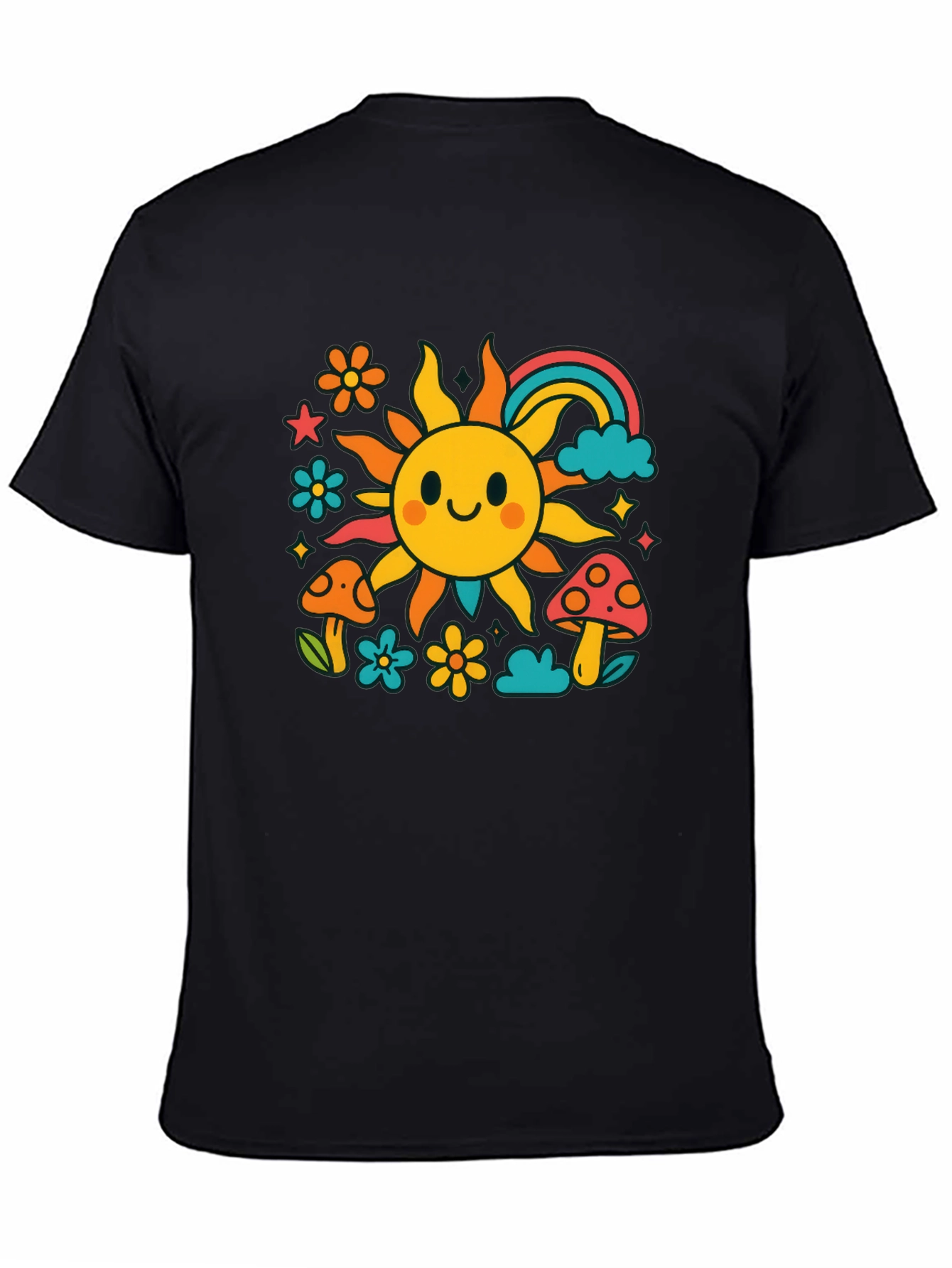 Retro Sun & Rainbow Graphic T-Shirt