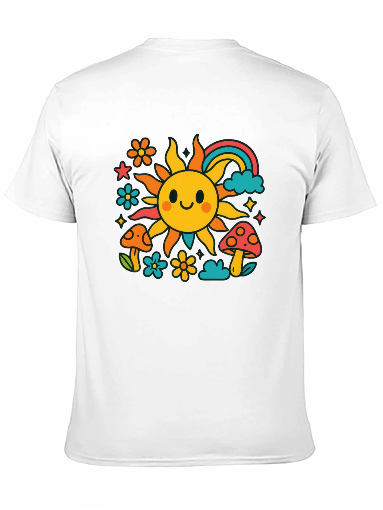 Retro Sun & Rainbow Graphic T-Shirt