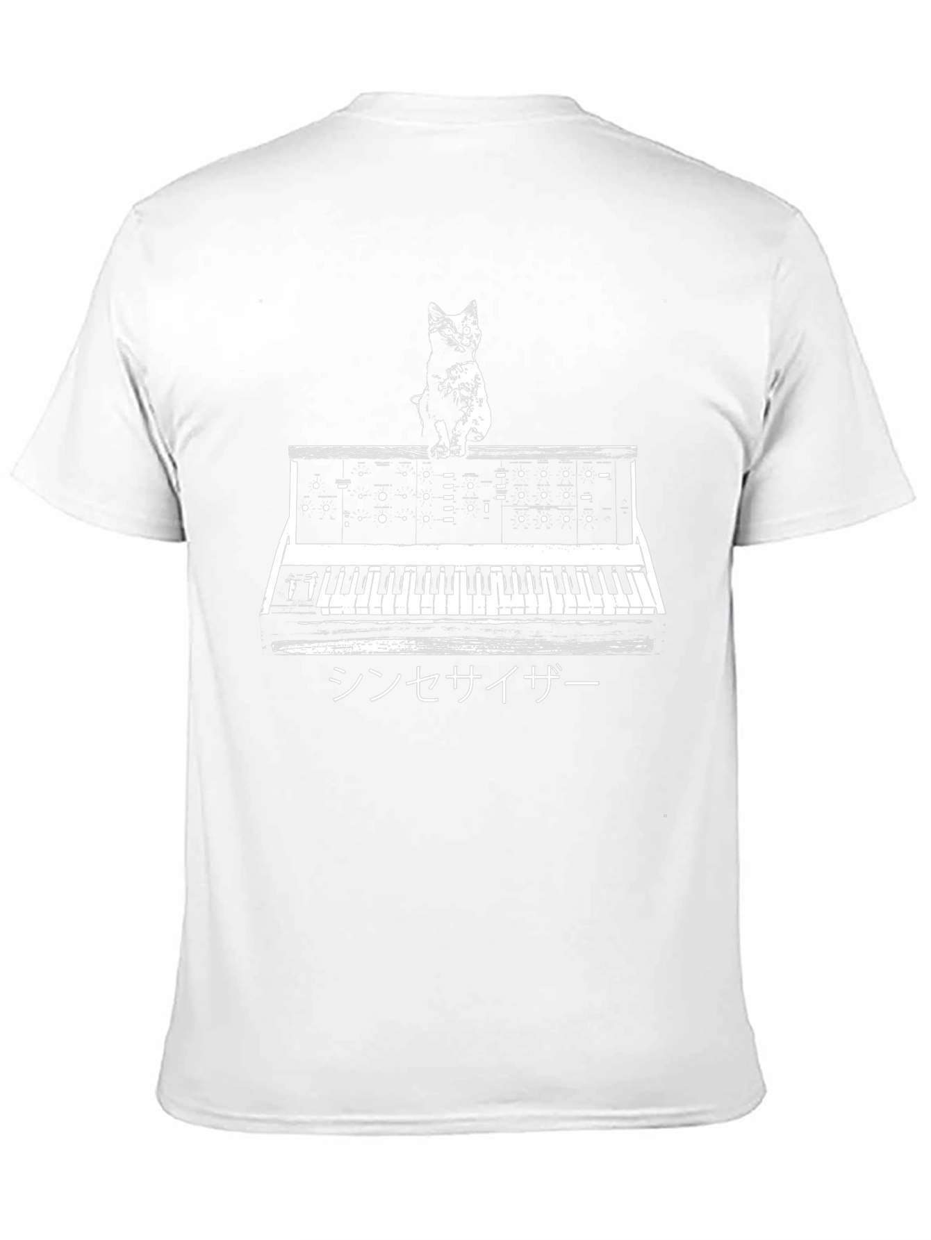 Cat Synthesizer Graphic T-Shirt - Black