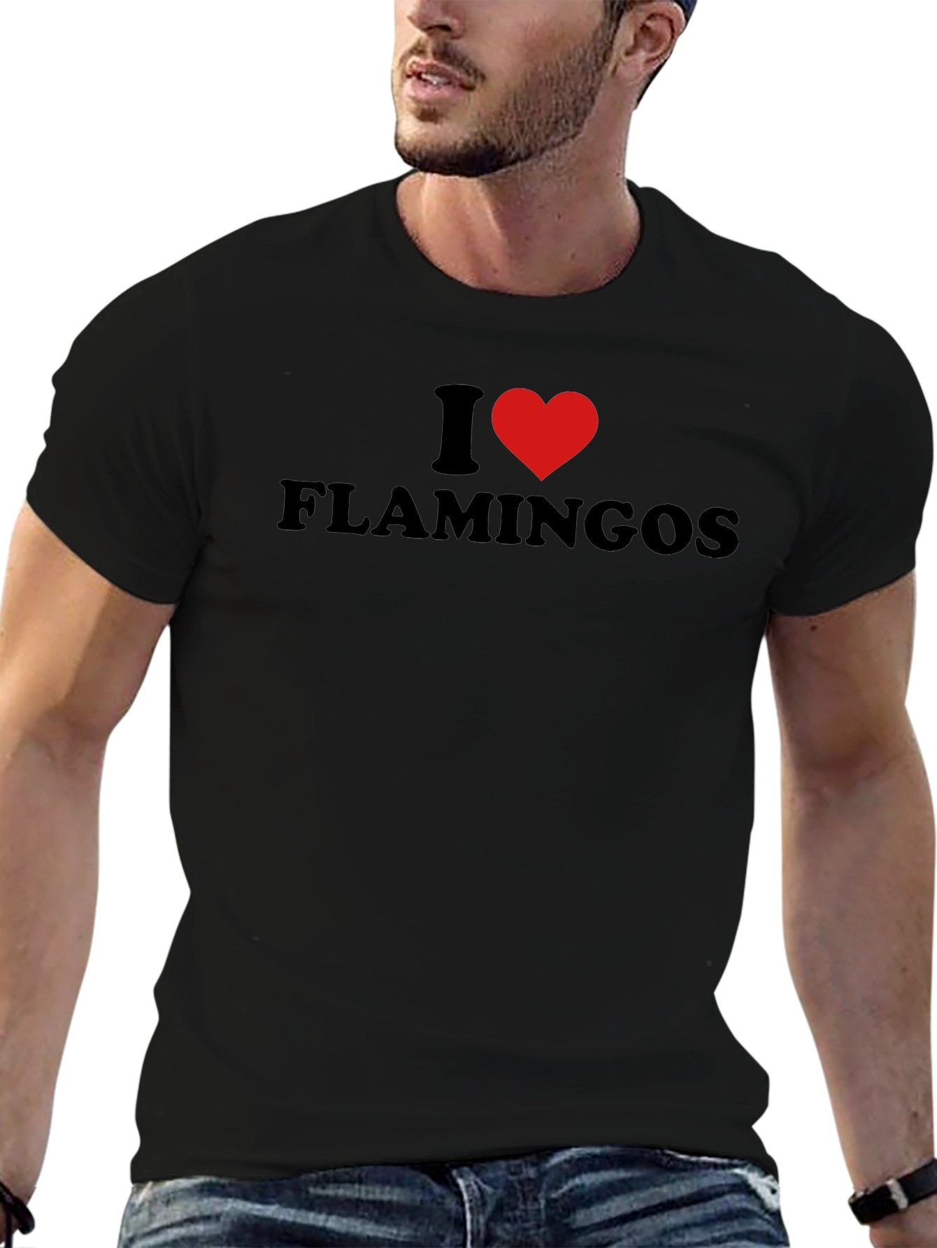 I Heart Flamingos Black T-Shirt