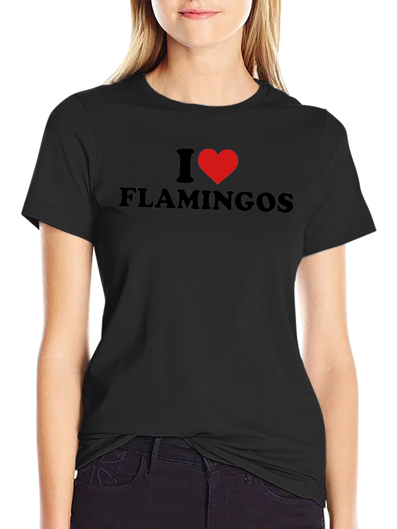 I Heart Flamingos Black T-Shirt