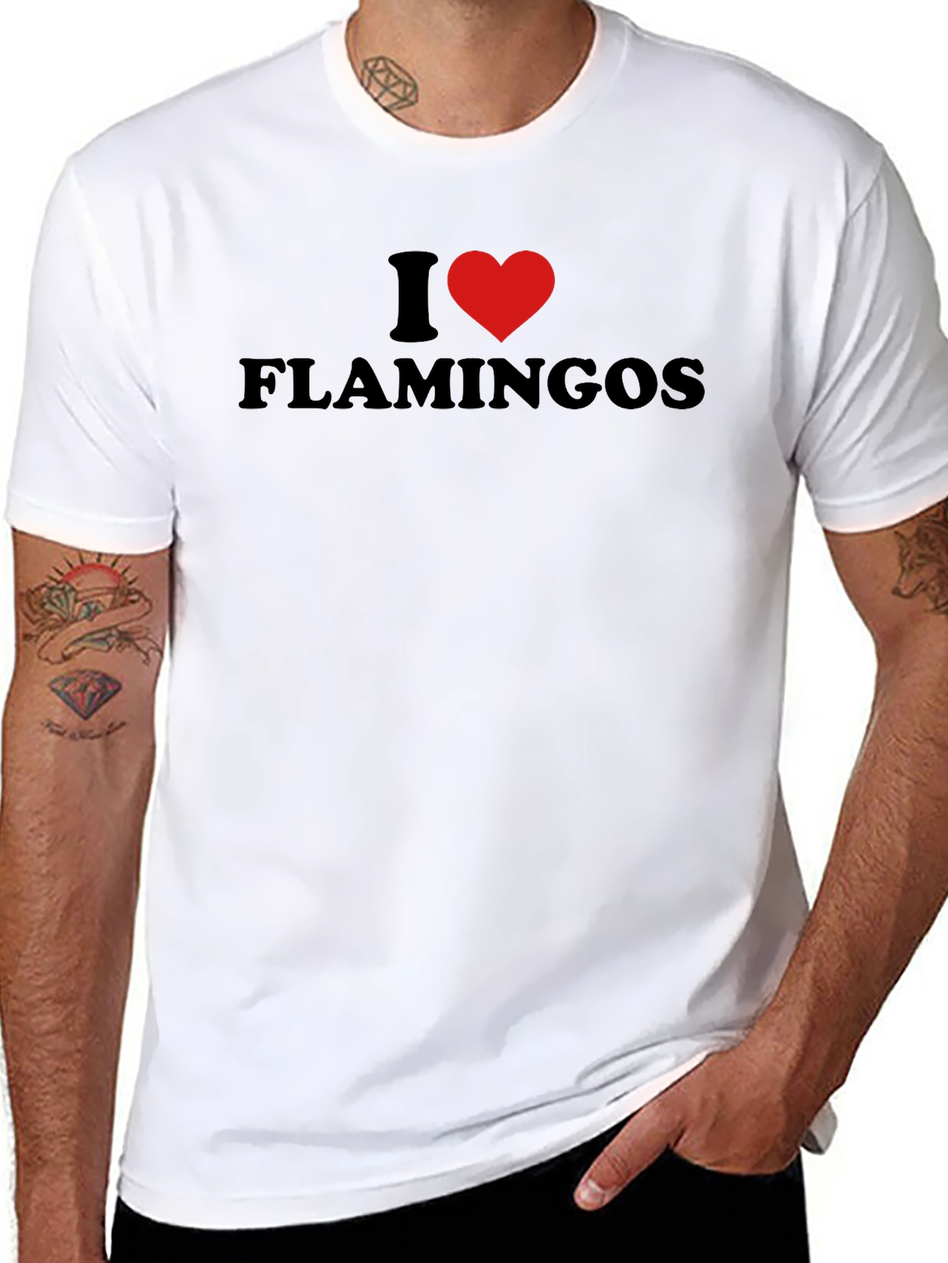 I Heart Flamingos Black T-Shirt