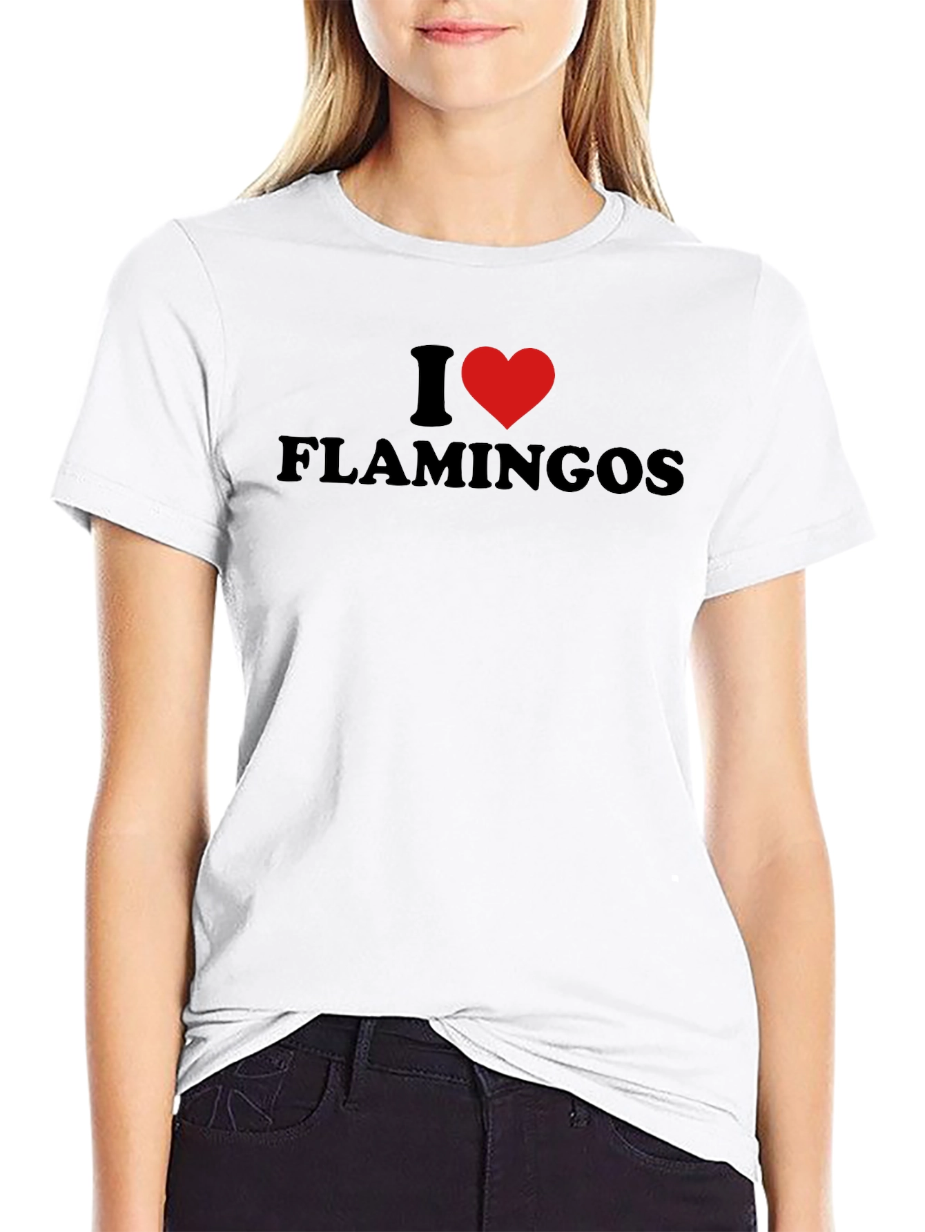 I Heart Flamingos Black T-Shirt