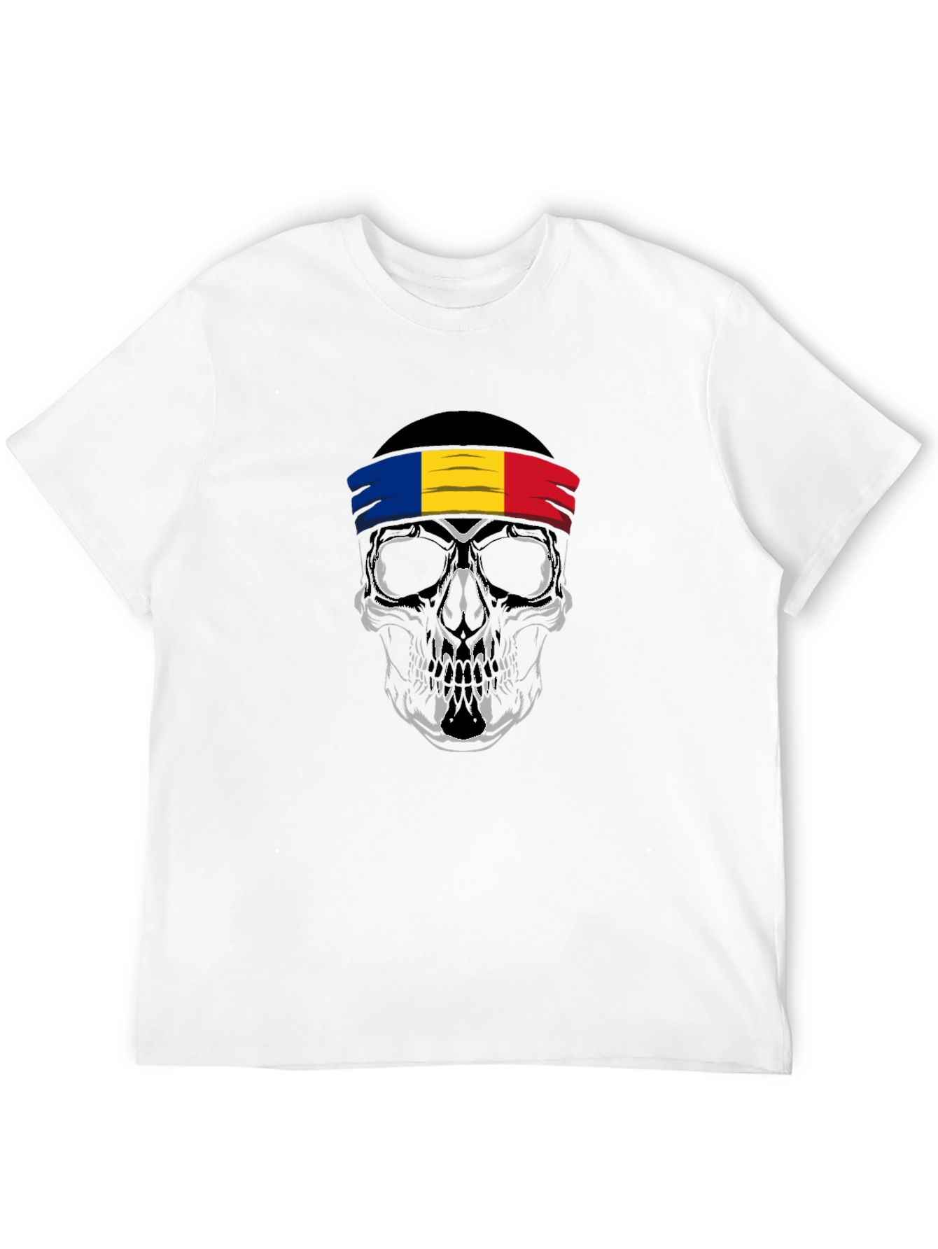 Skull Romania Flag Headband T-Shirt