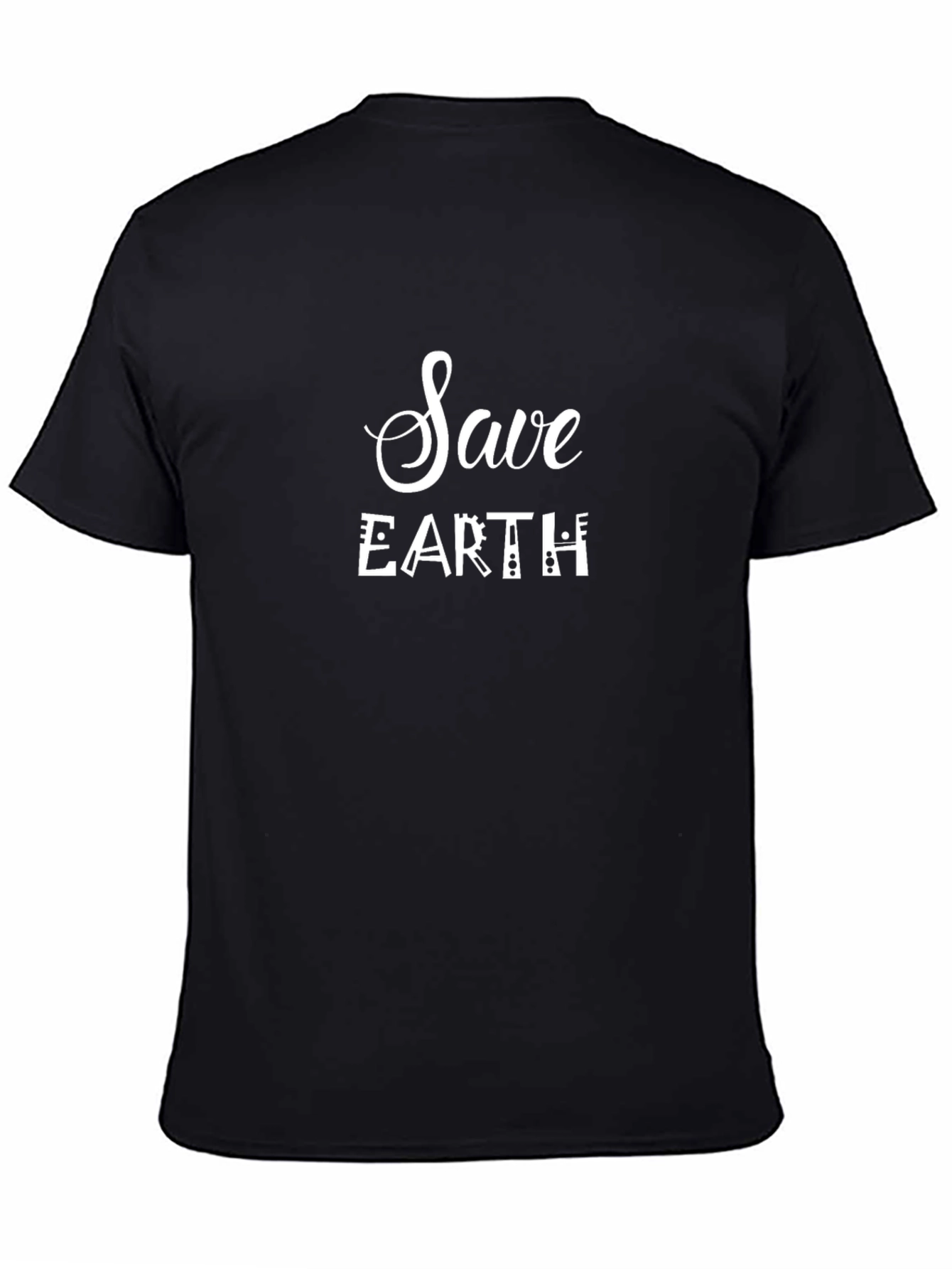 Save Earth Graphic Tee - Black Cotton T-Shirt