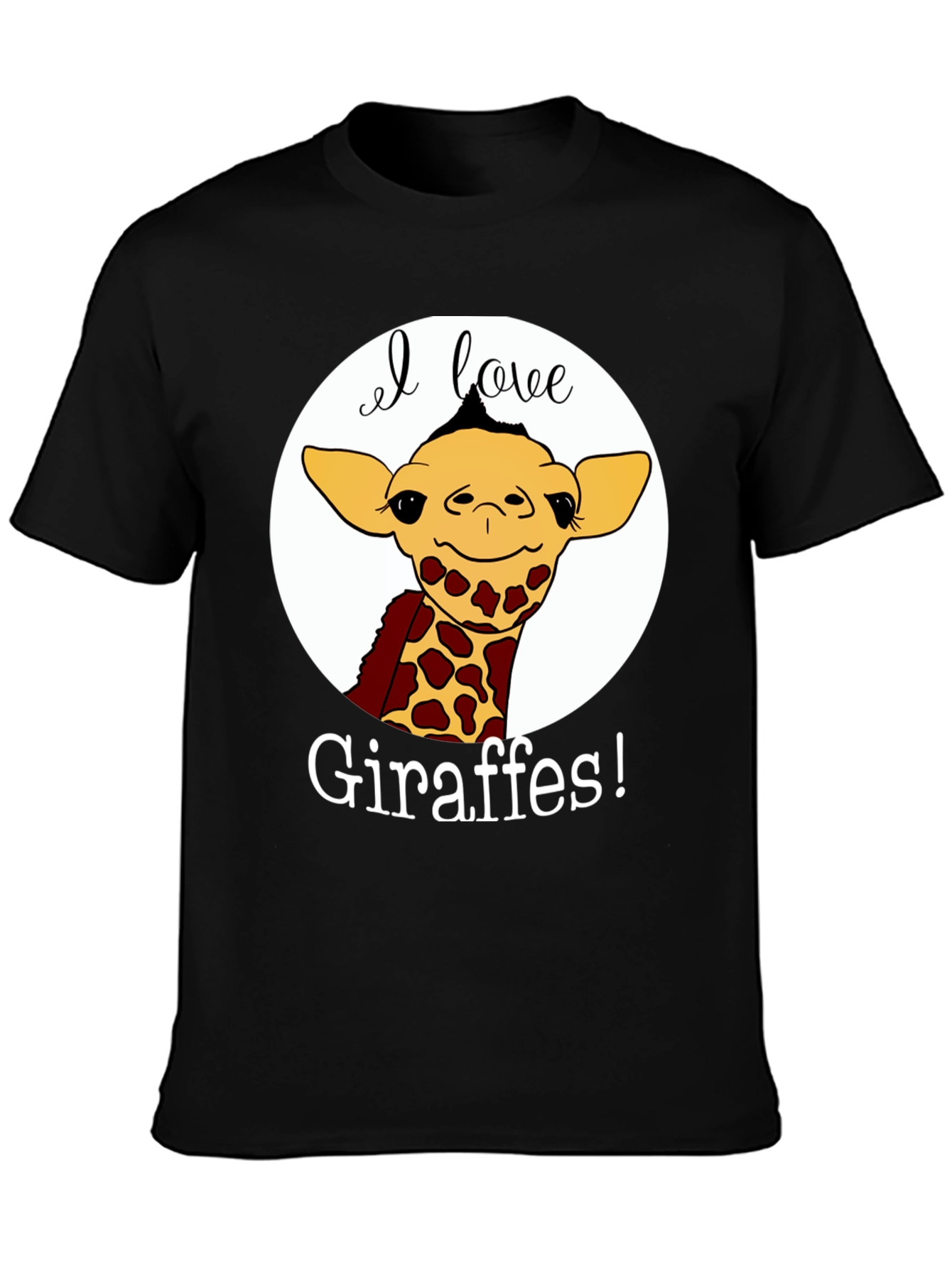 I Love Giraffes Black T-Shirt